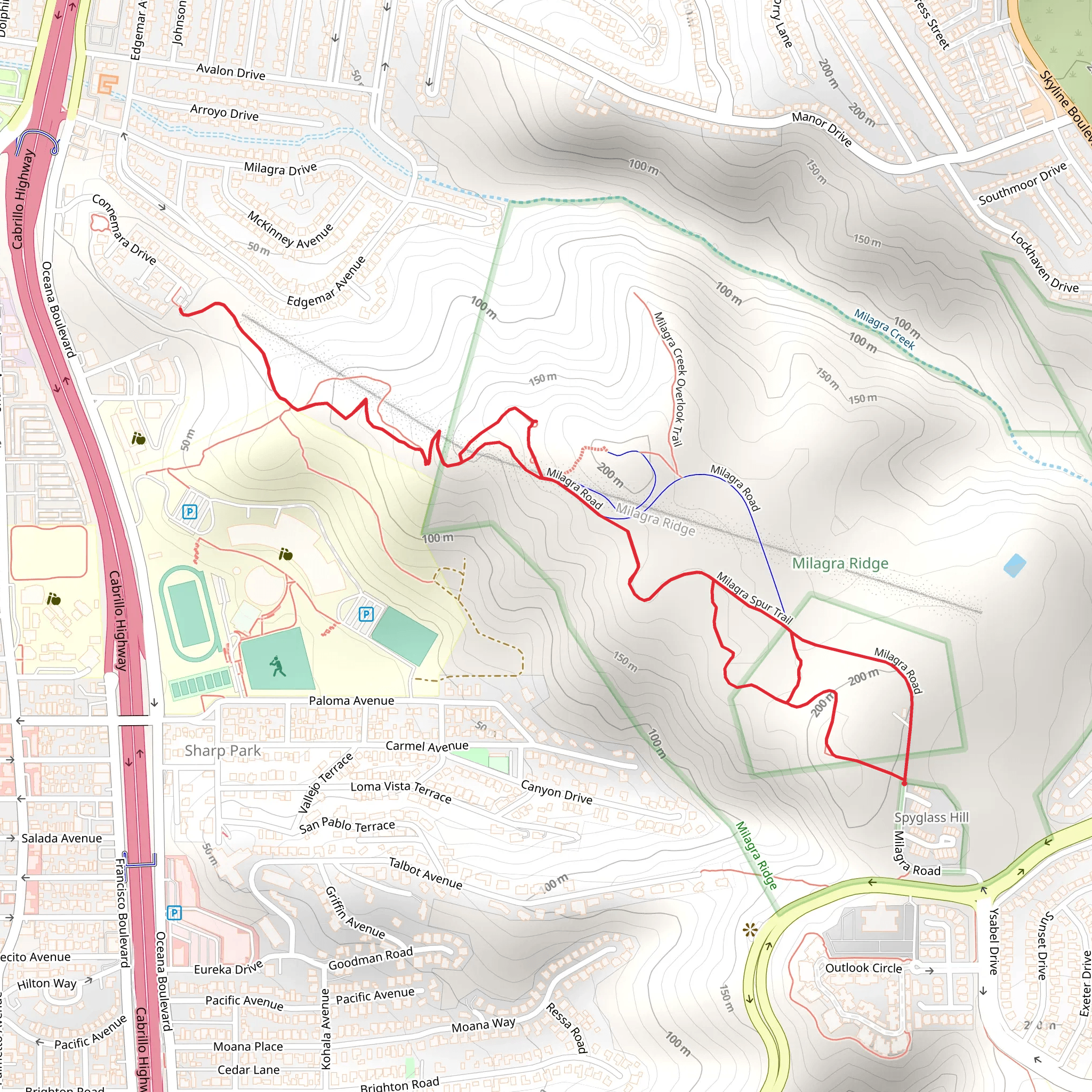 Milagra Ridge Trail mobile static map