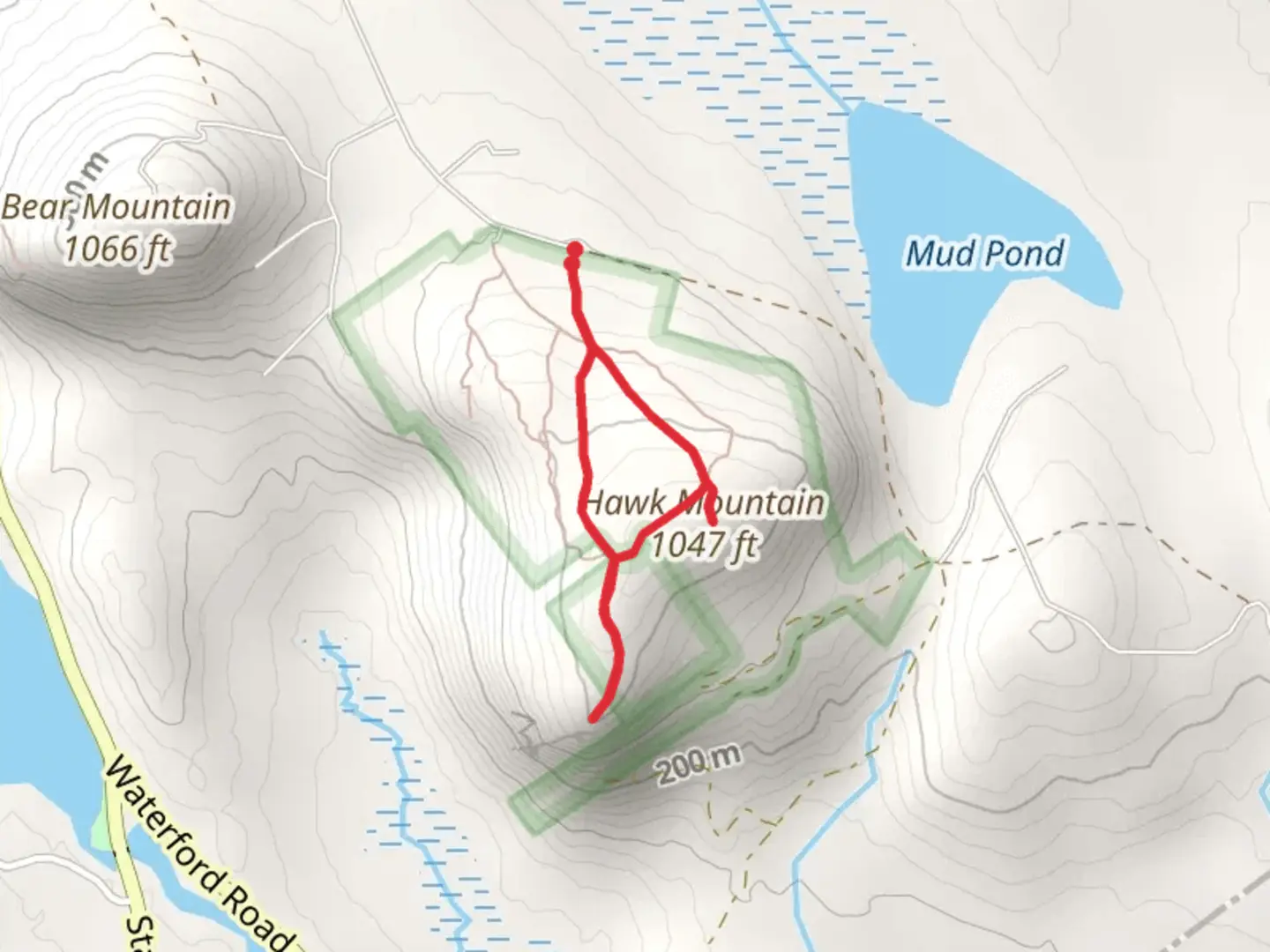 An image depicting the trail Hawk Mountain Loop and its surrounding area.