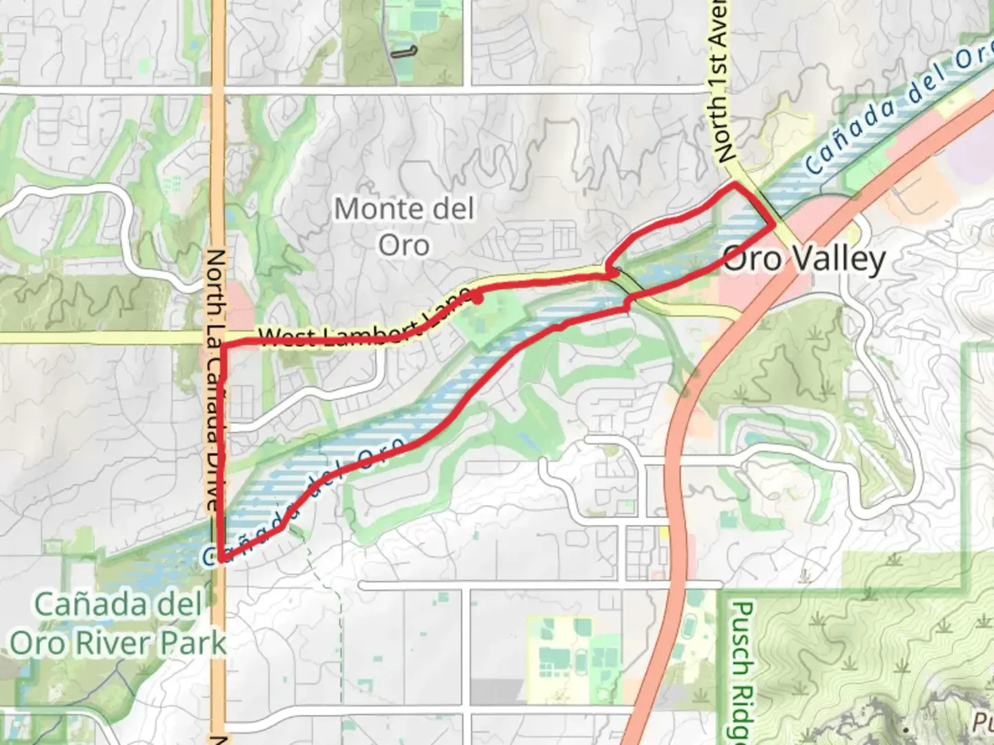 An image depicting the trail Canada del Oro Loop and its surrounding area.
