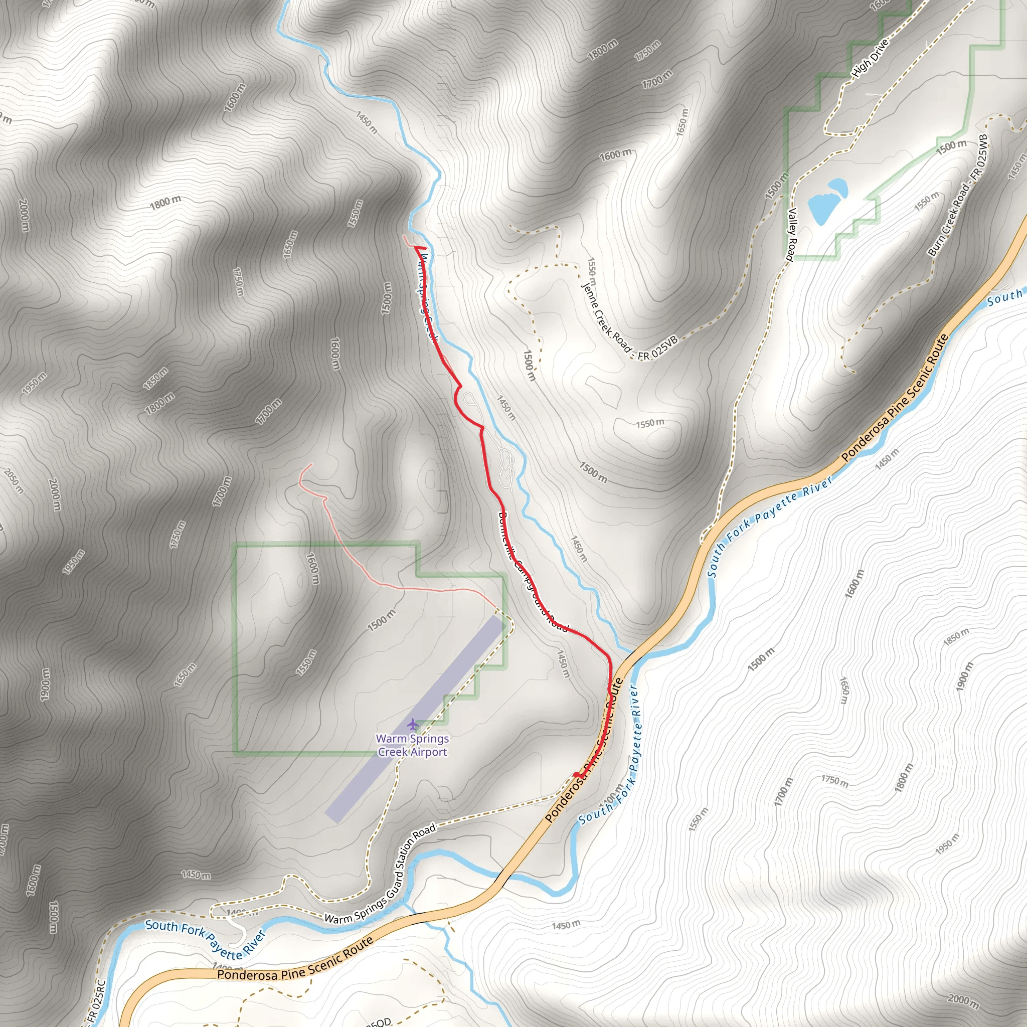 Warm Spring Creek Out and Back mobile static map