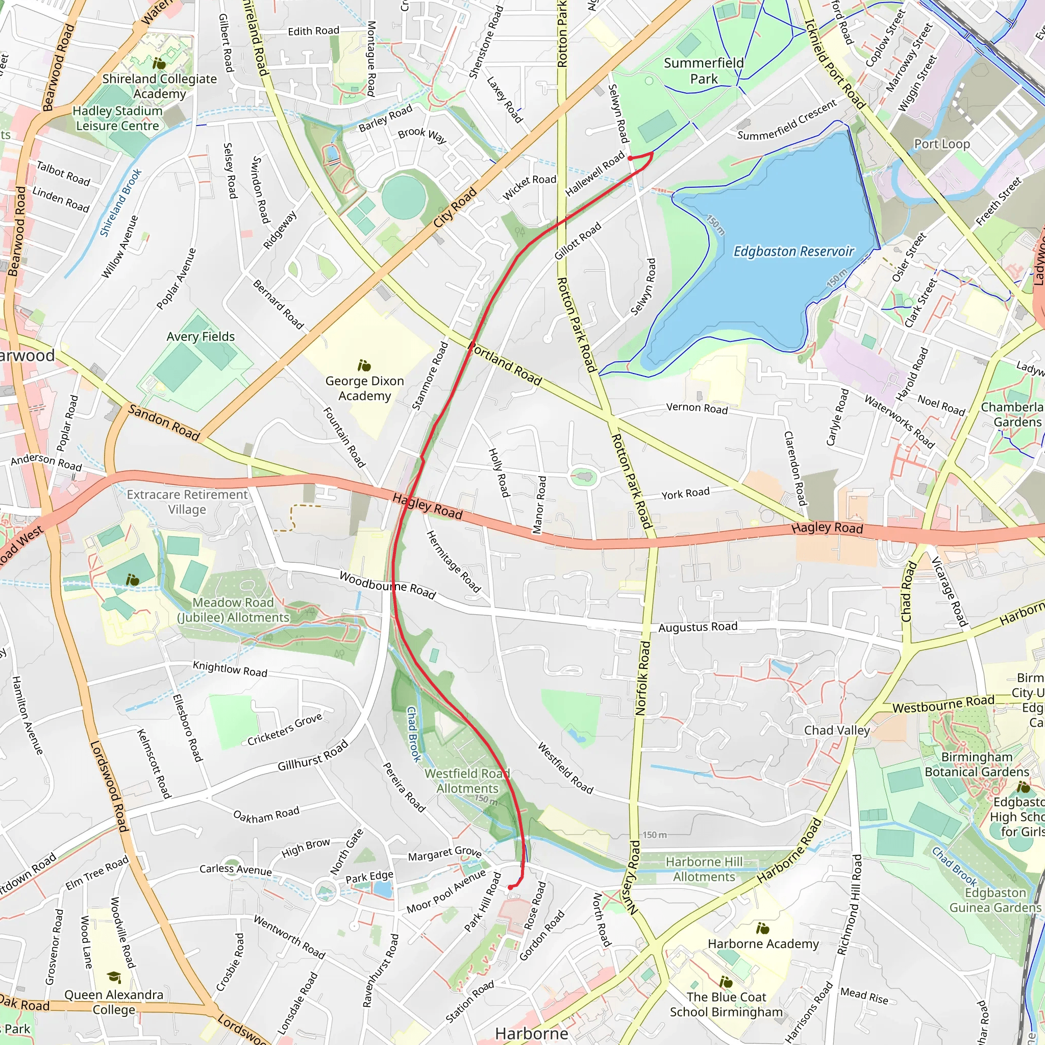 Harborne Walkway mobile static map