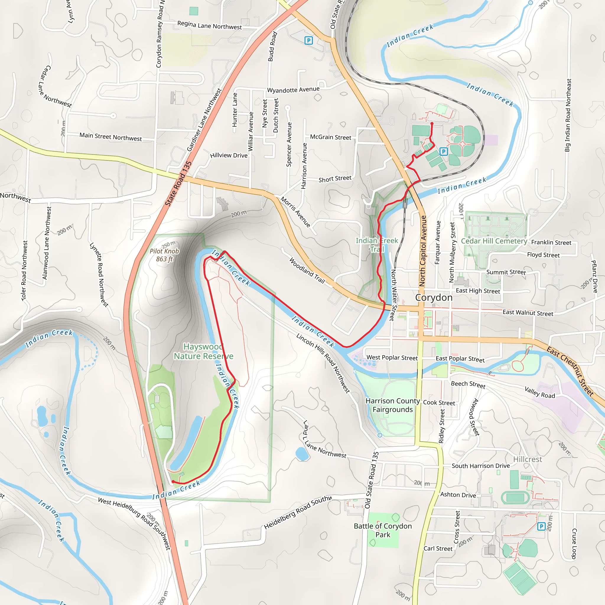 Indian Creek Trail mobile static map