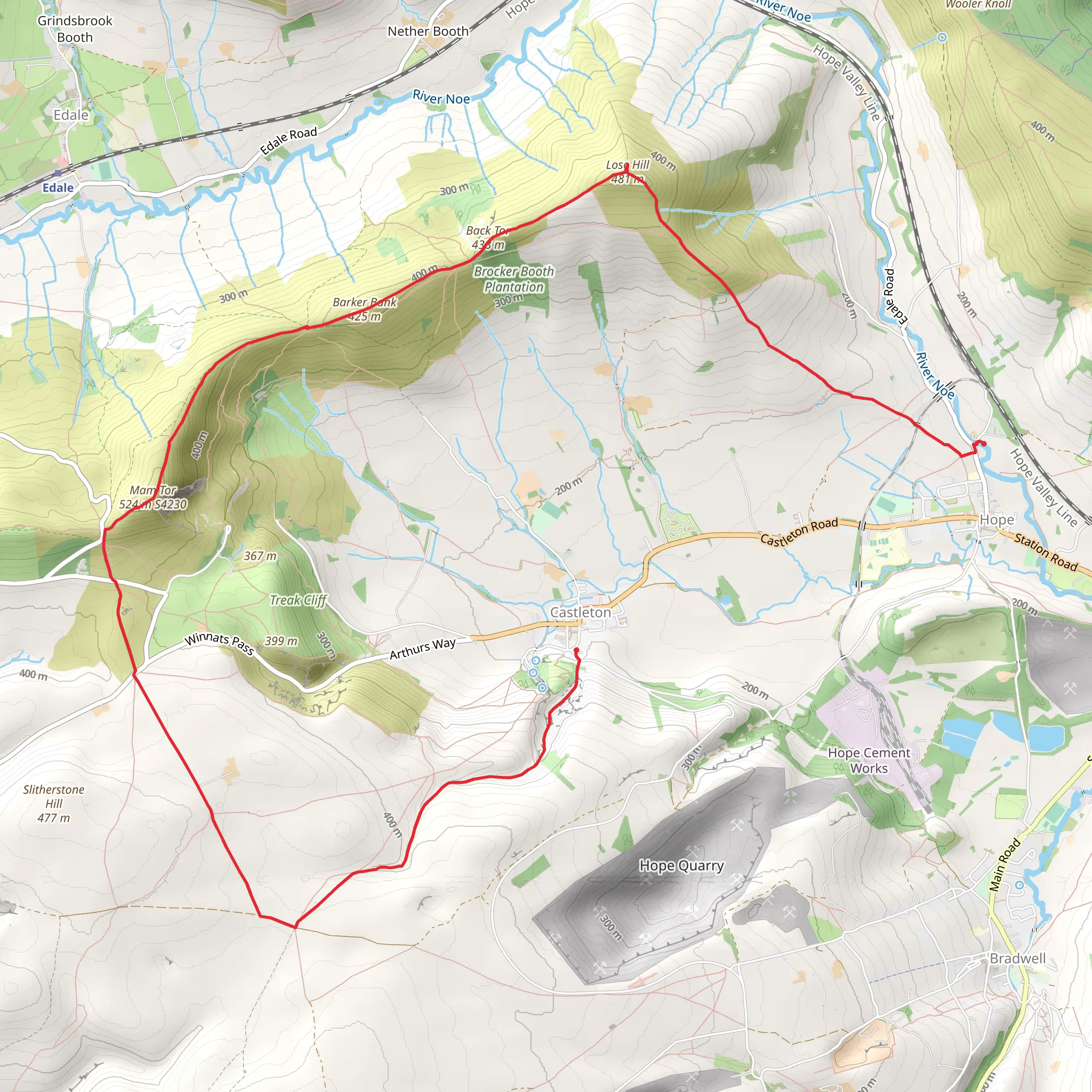 Hope to Castle ton via Mam Tor mobile static map