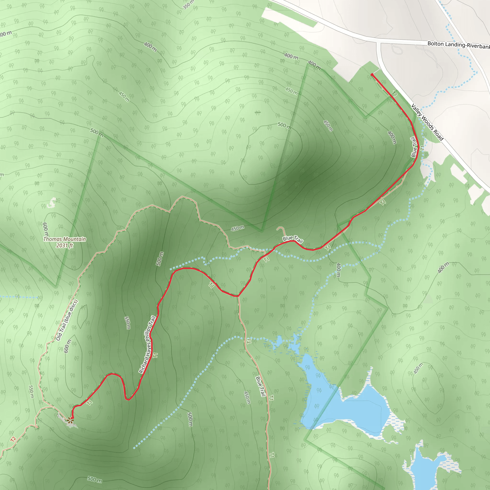 Thomas Mountain via Cat Mountain Blue Trail mobile static map
