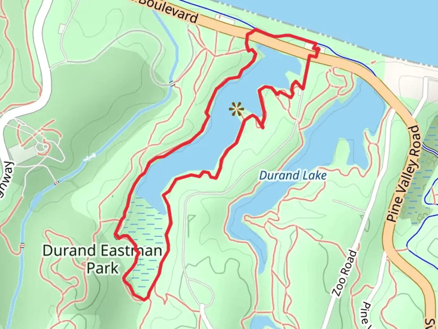 An image depicting the trail Eastman Lake Loop and its surrounding area.