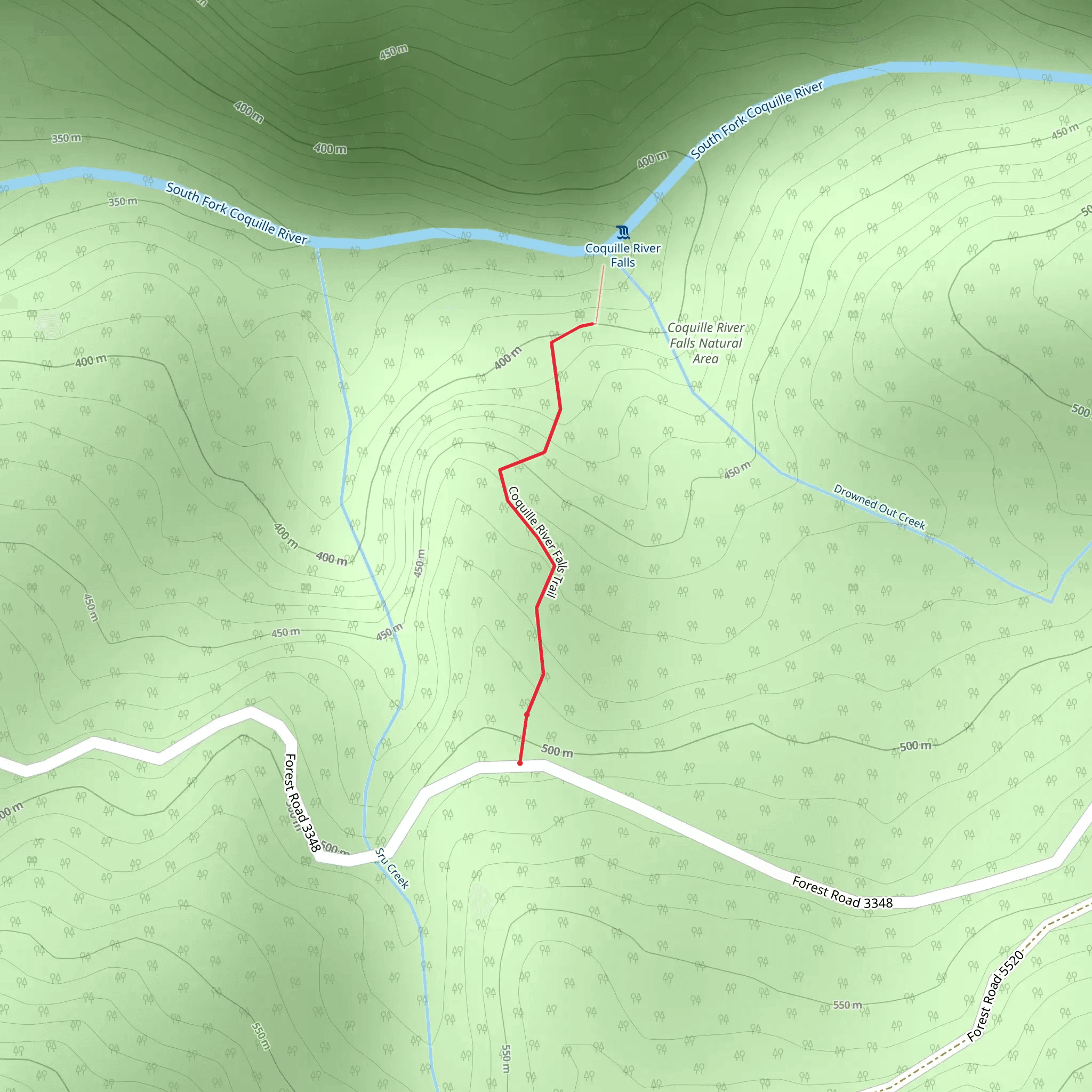 Coquille River Falls Trail mobile static map