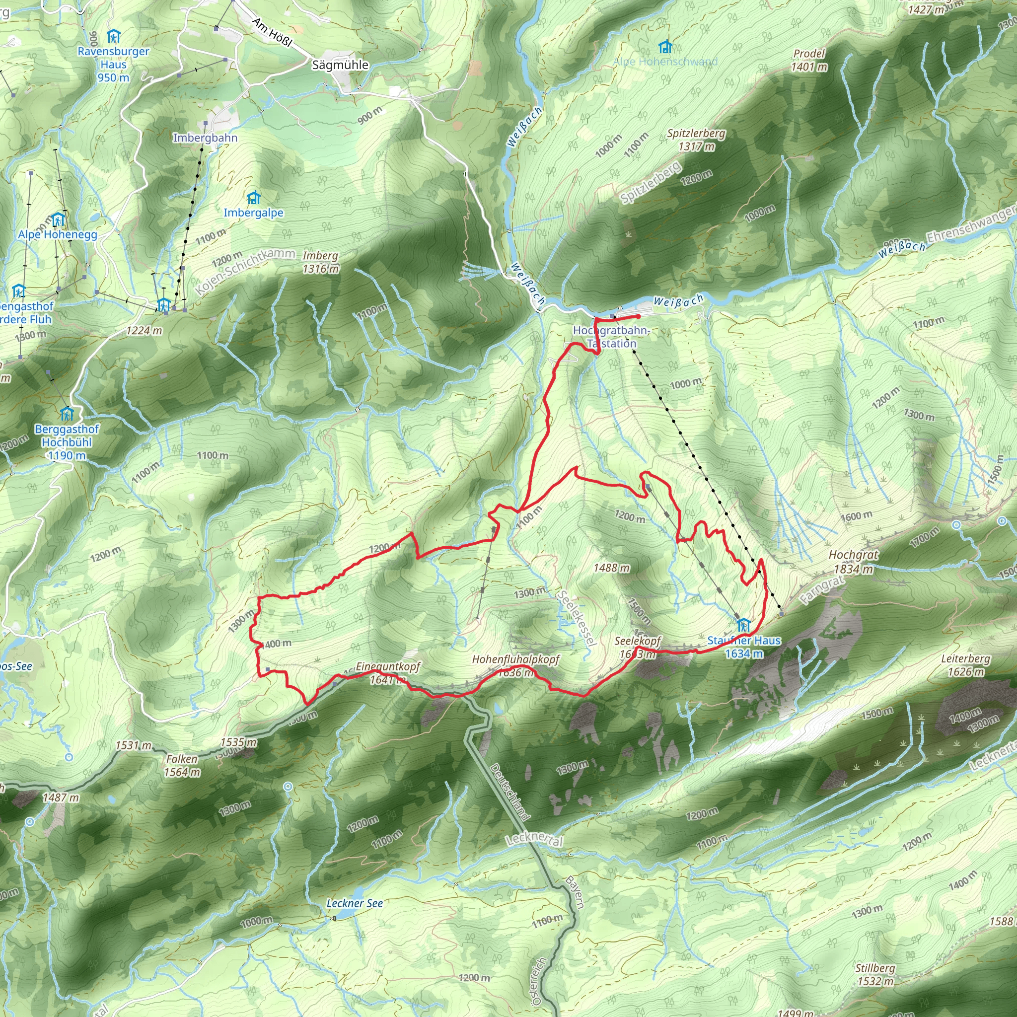 Seelekopf, Hohenfluhalpkopf and Eineguntkopf Loop - Hochgrat mobile static map