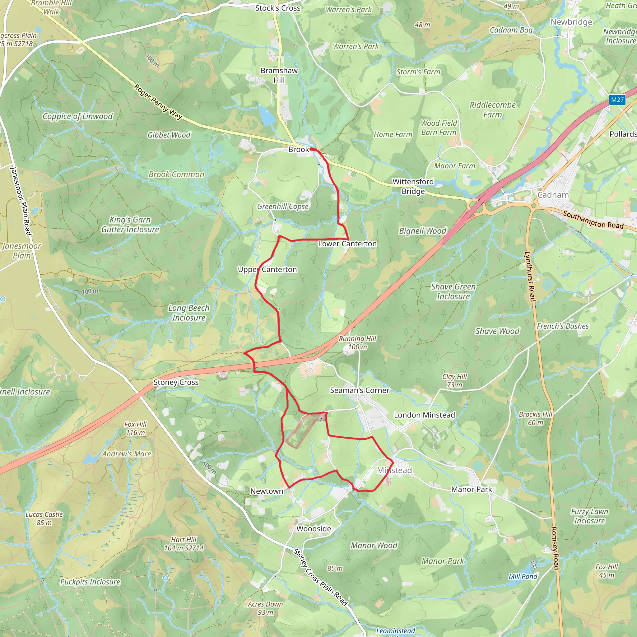 Brook to Minstead mobile static map