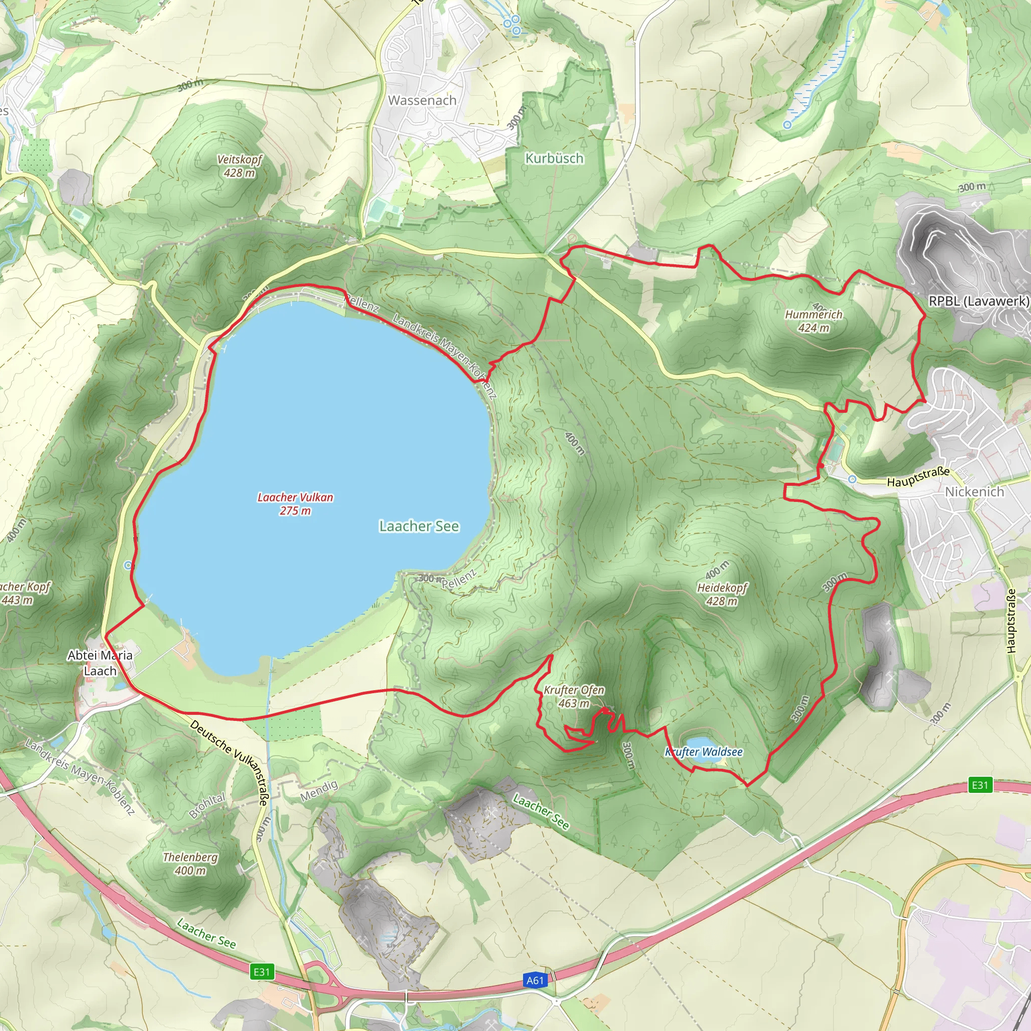 Laacher See Loop via Krufter Waldsee mobile static map