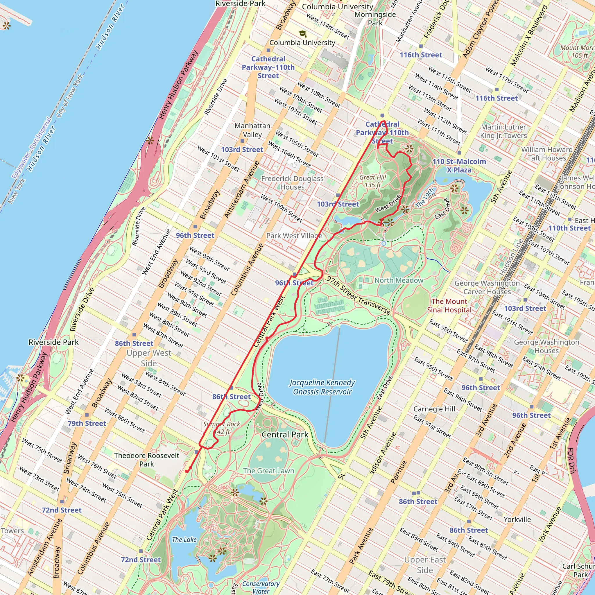 Manhattan - Northwest Central Park Loop Trail mobile static map