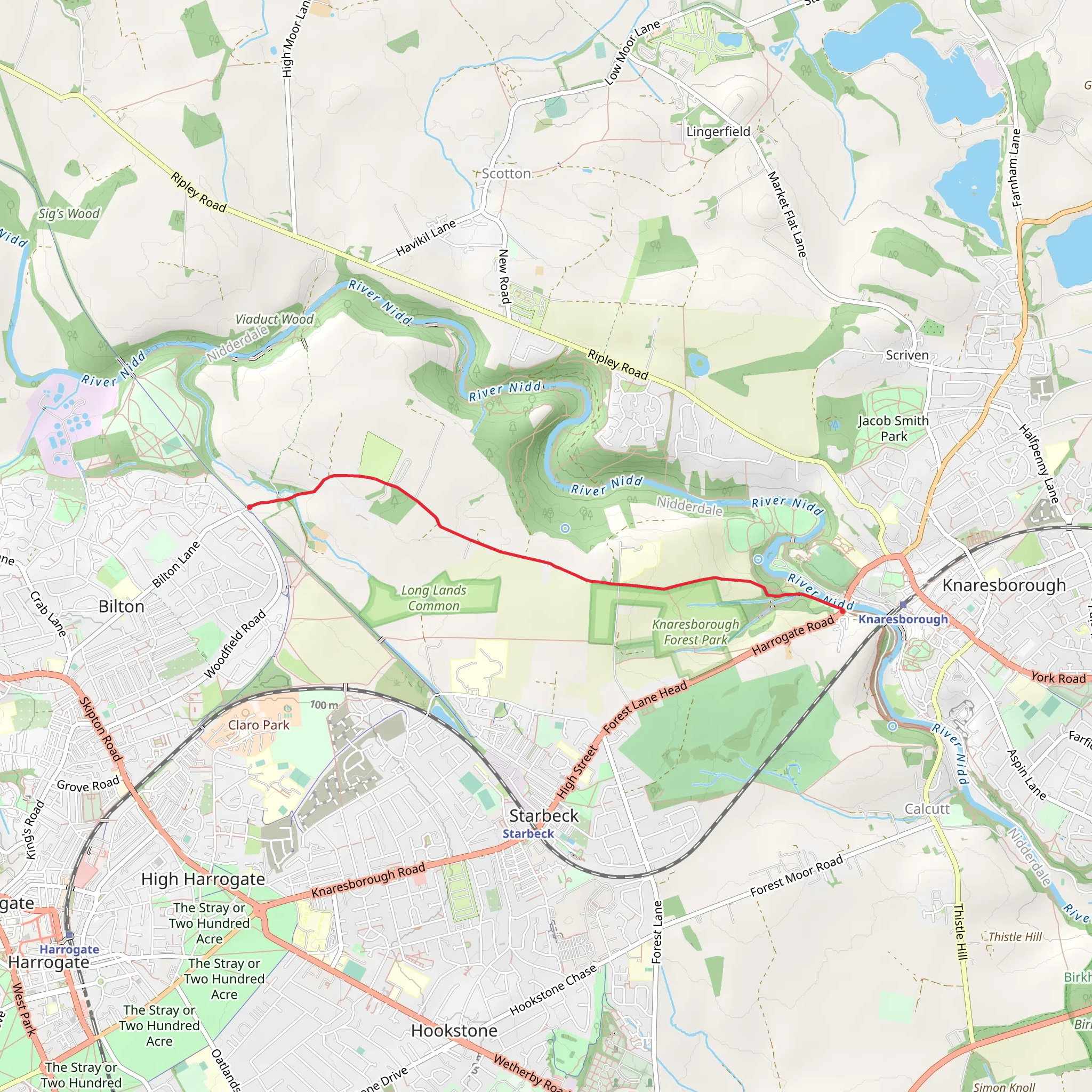 Bilton Lane Walk - Knaresborough mobile static map