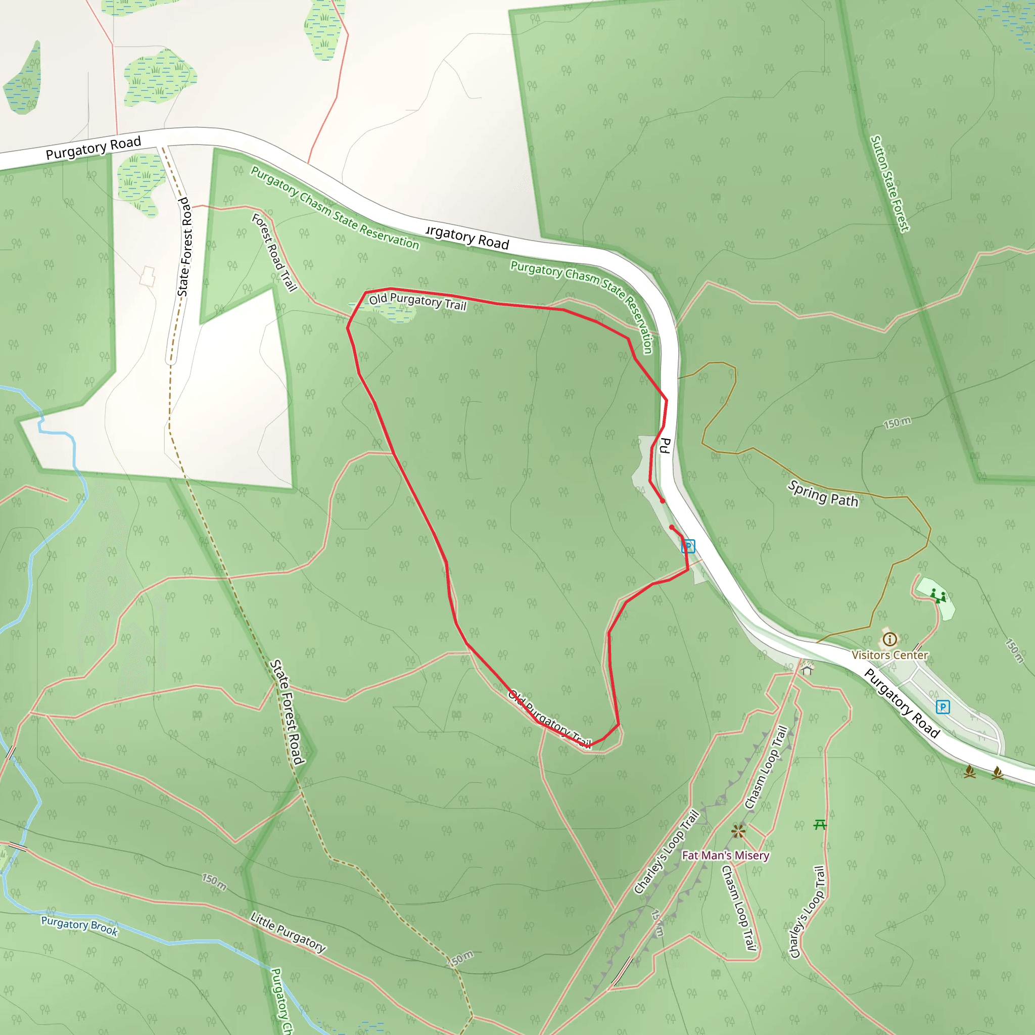 Purgatory Chasm State Park Loop mobile static map