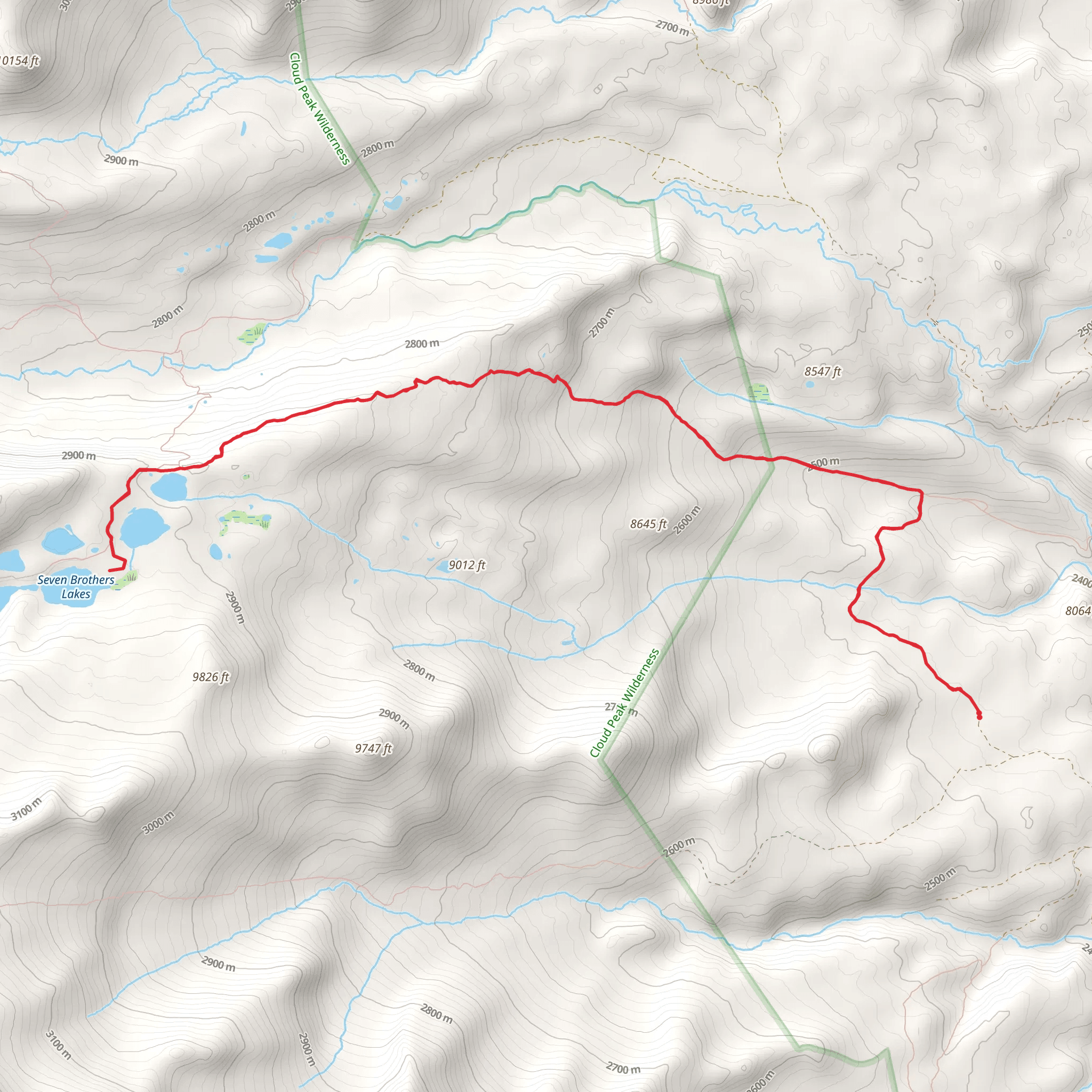 Seven Brothers Lake via Buffalo Park Cutoff mobile static map