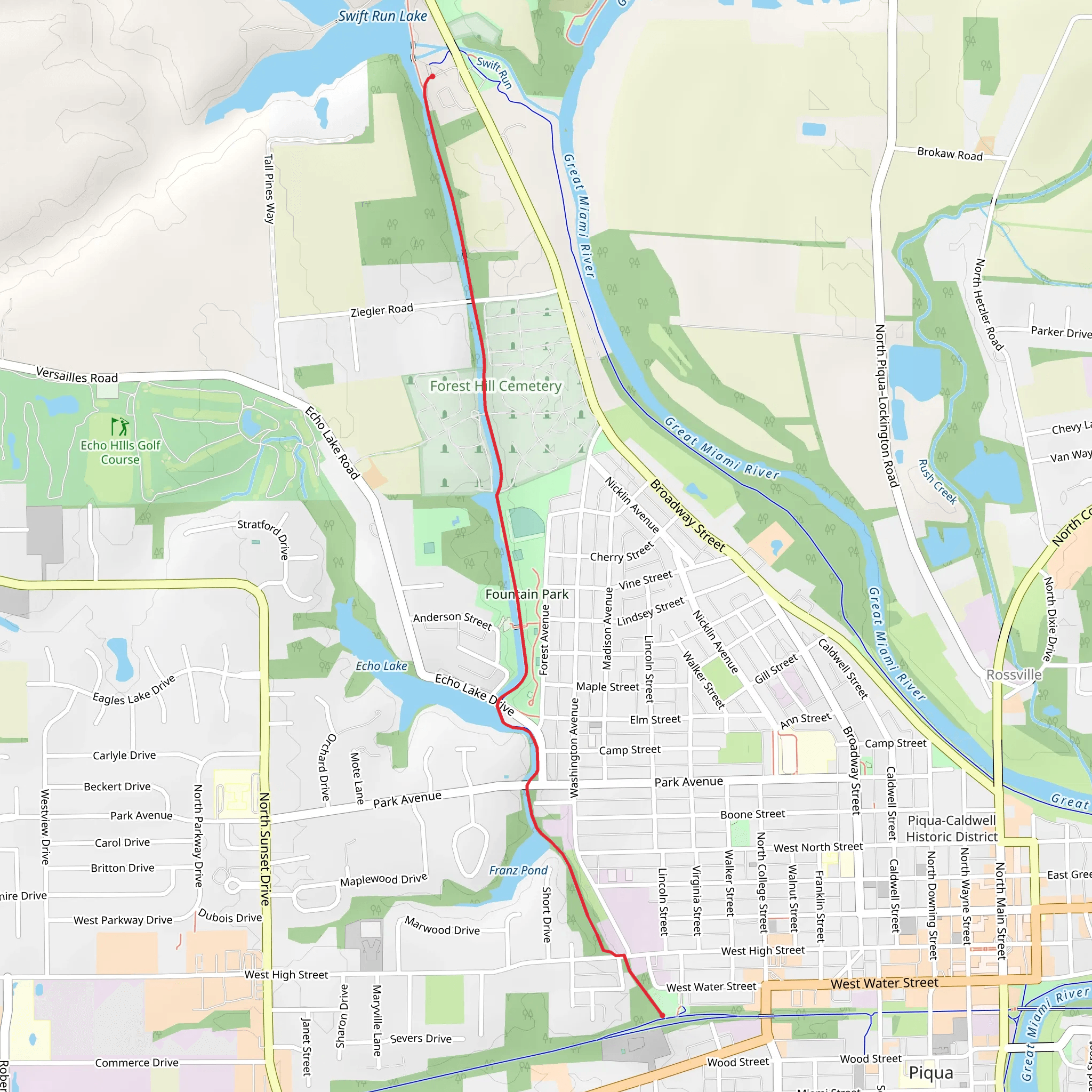 Canal Run from Swift Run Lake mobile static map