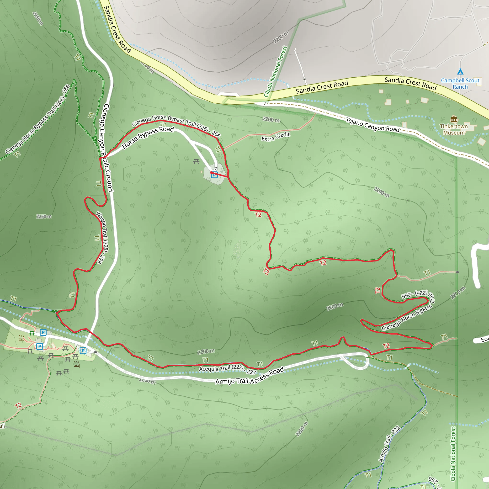 Cienega Horse Bypass, Acequia and Wagon Loop Trail mobile static map