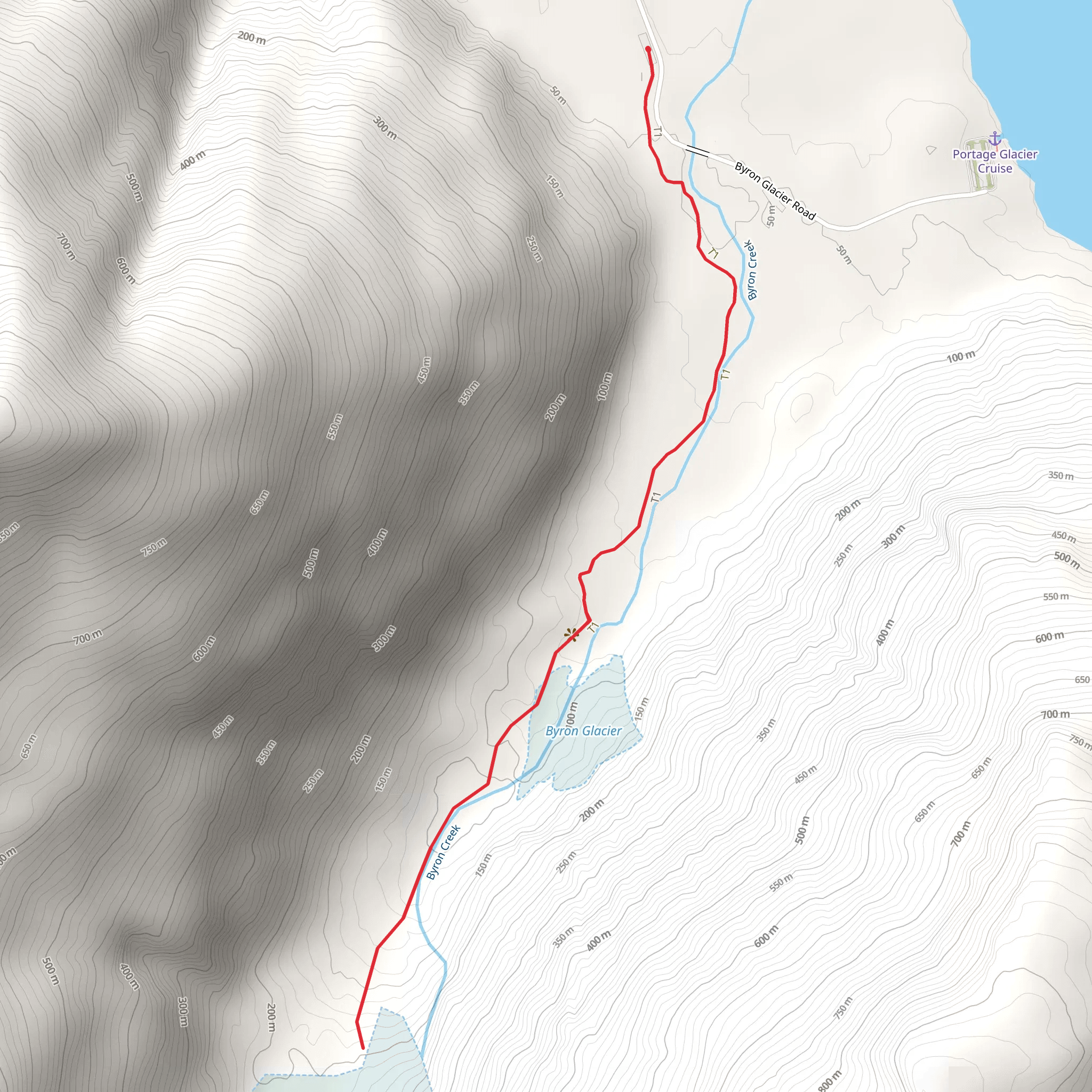 Byron Glacier Trail mobile static map