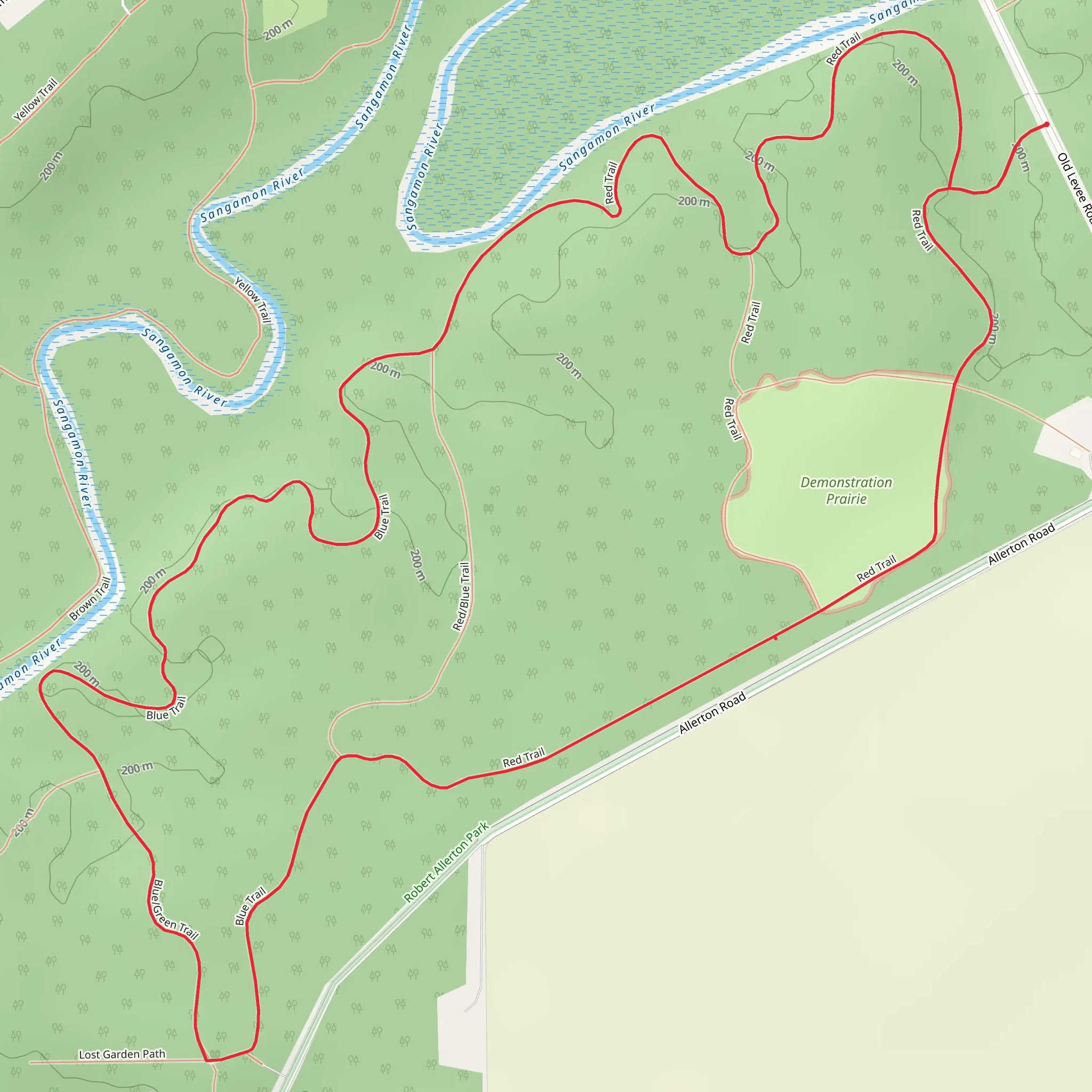 Draft Blue and Red Loop - Robert Allerton Park mobile static map