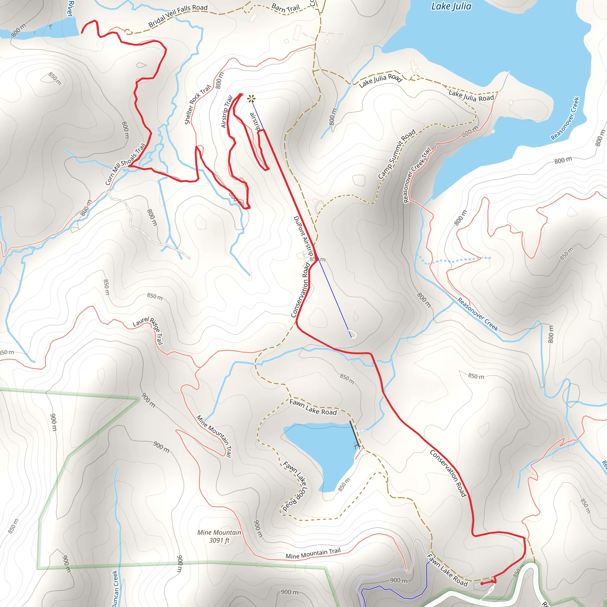 Corn Mill Shoals Trail and Bridal Veil Falls mobile static map