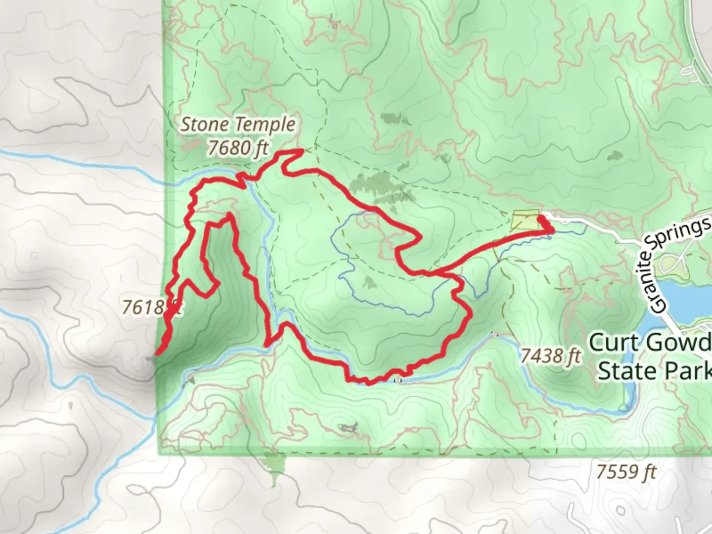 An image depicting the trail EL Alto and Stone Temple Circuit Loop and its surrounding area.