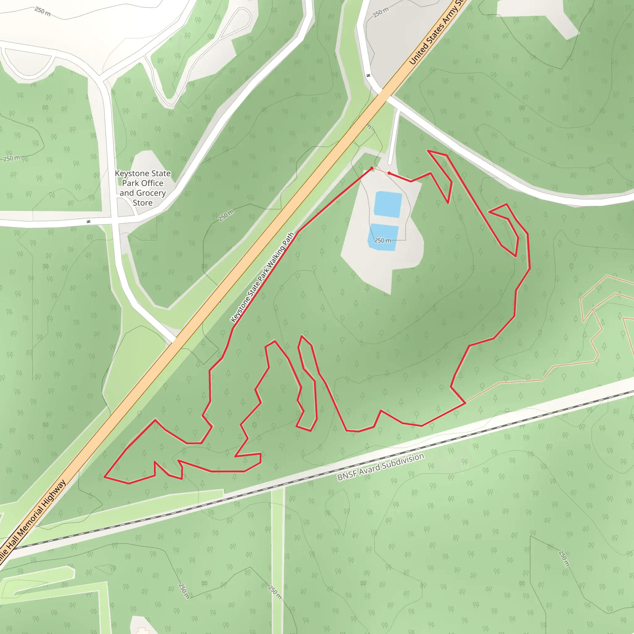 Keystone State Park Walking Path Loop mobile static map