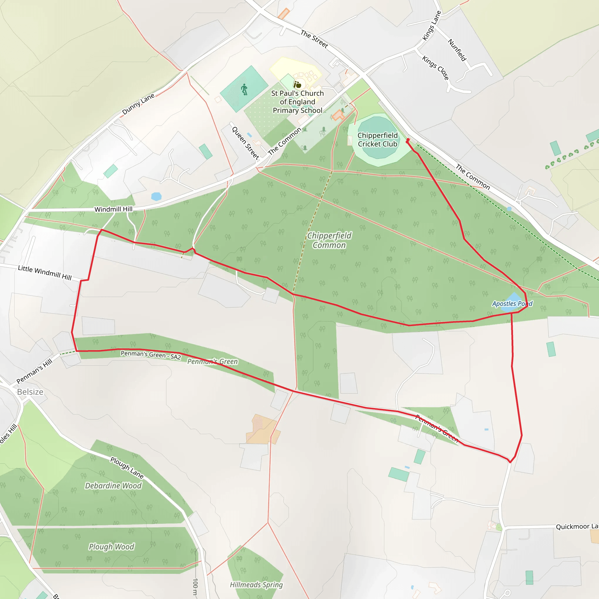 Grandad's Walk from Chipperfield Common mobile static map