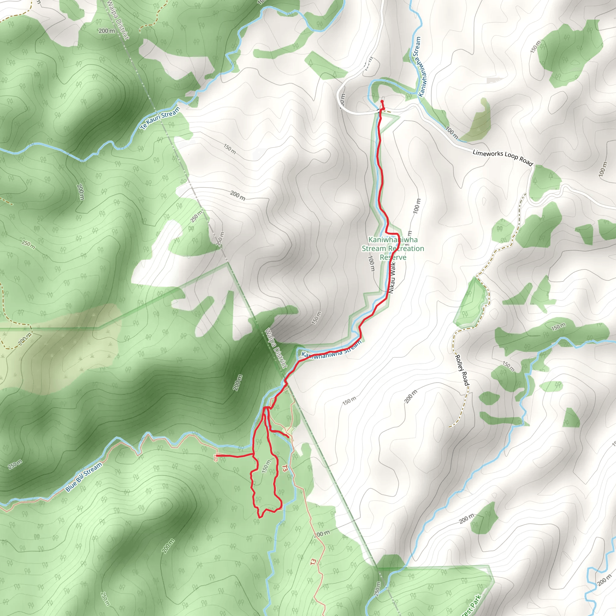 Nikau Walk and Kaniwhaniwha Cave mobile static map
