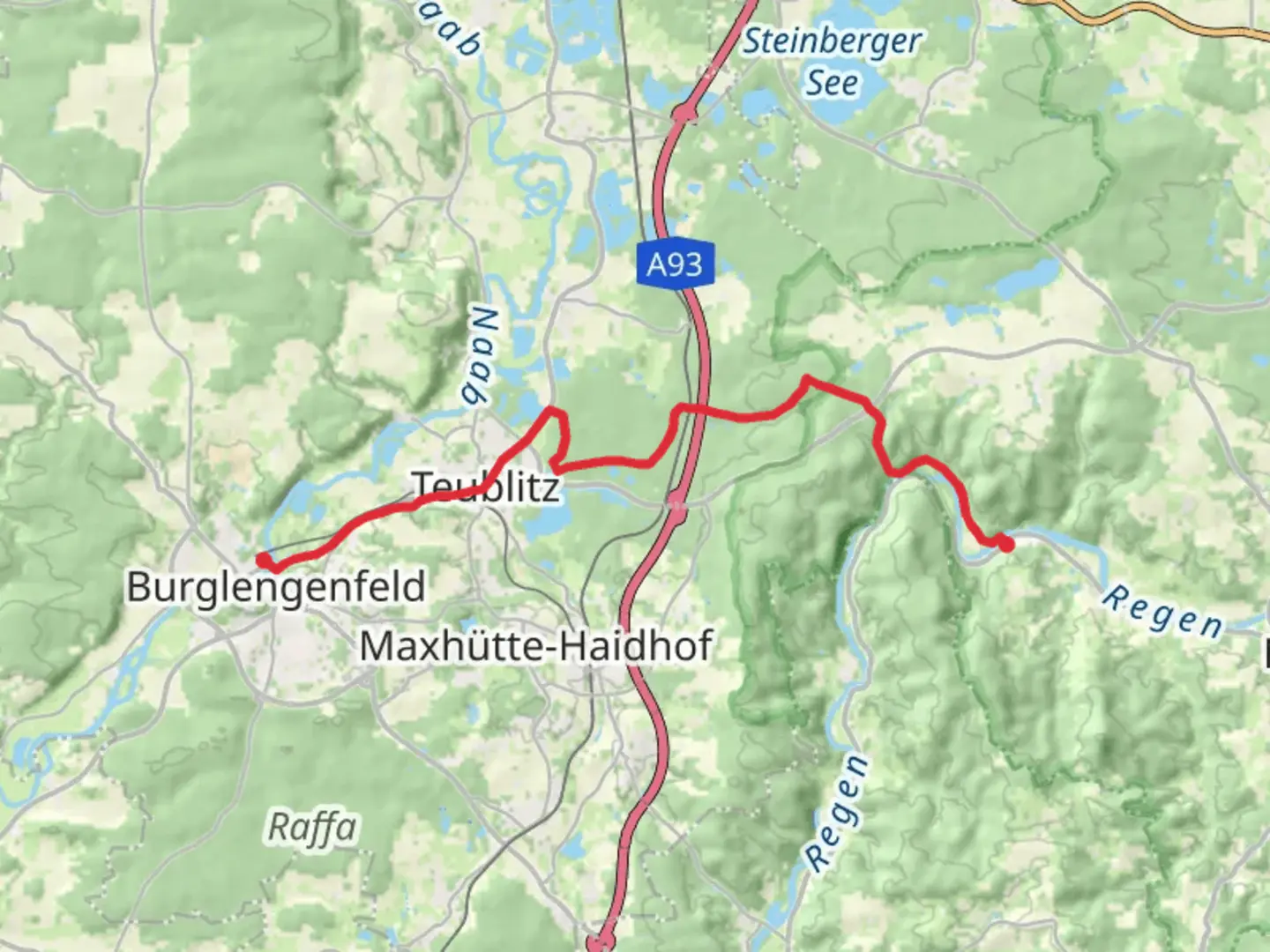 An image depicting the trail Burglengenfeld to Stefling Walk and its surrounding area.