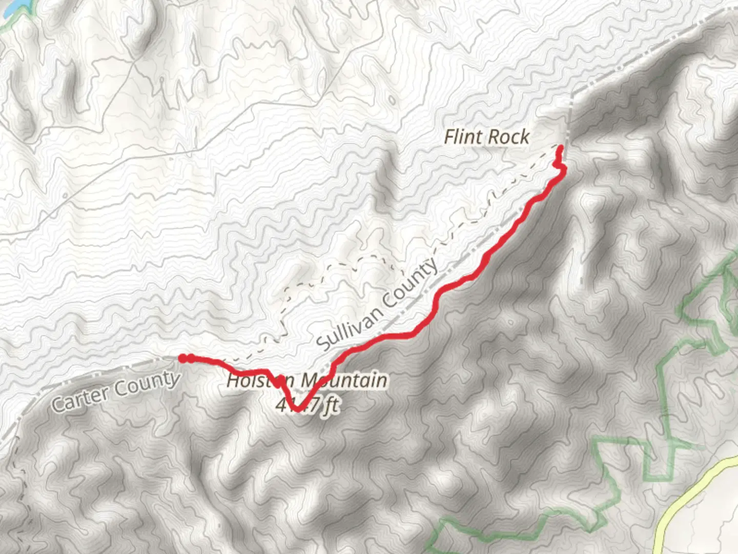 An image depicting the trail Holston High Knob via Holston Mountain Trail and its surrounding area.