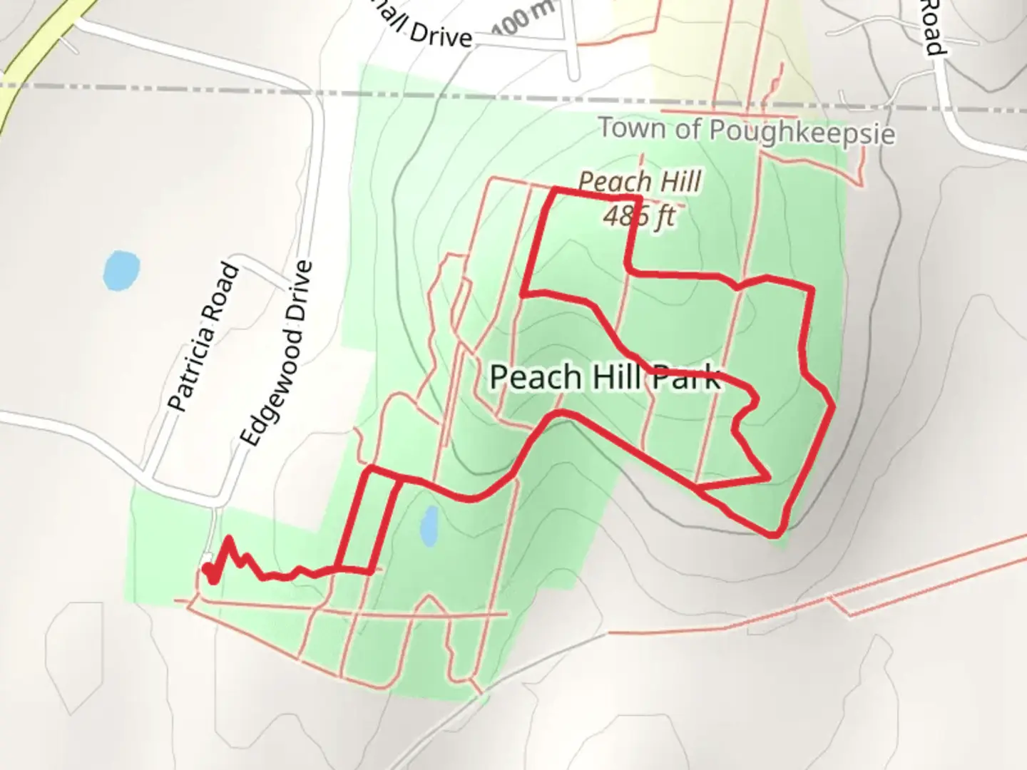 An image depicting the trail Peach Hill Loop Trail - Peach Hill Park and its surrounding area.