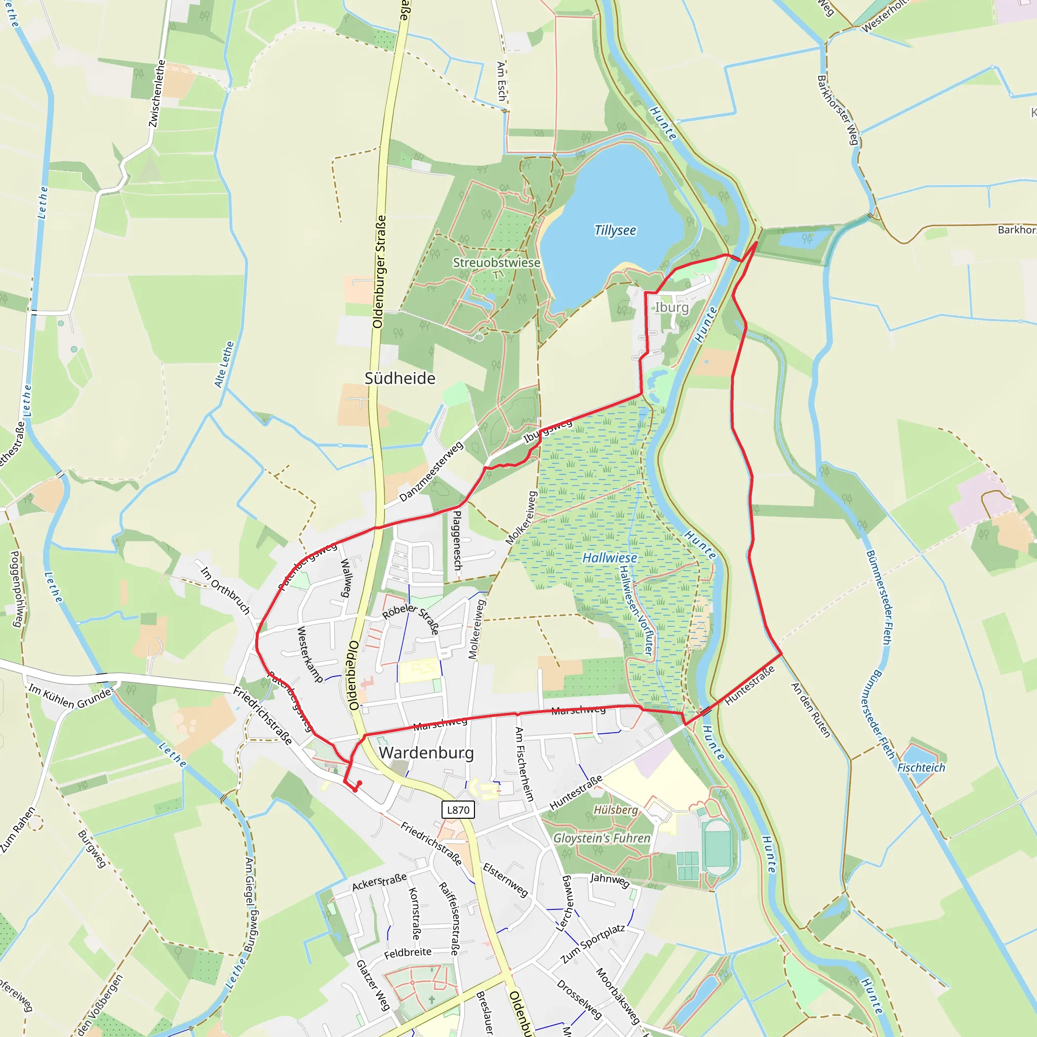 Iburg via Patenbergsweg and Hochzeitswald mobile static map