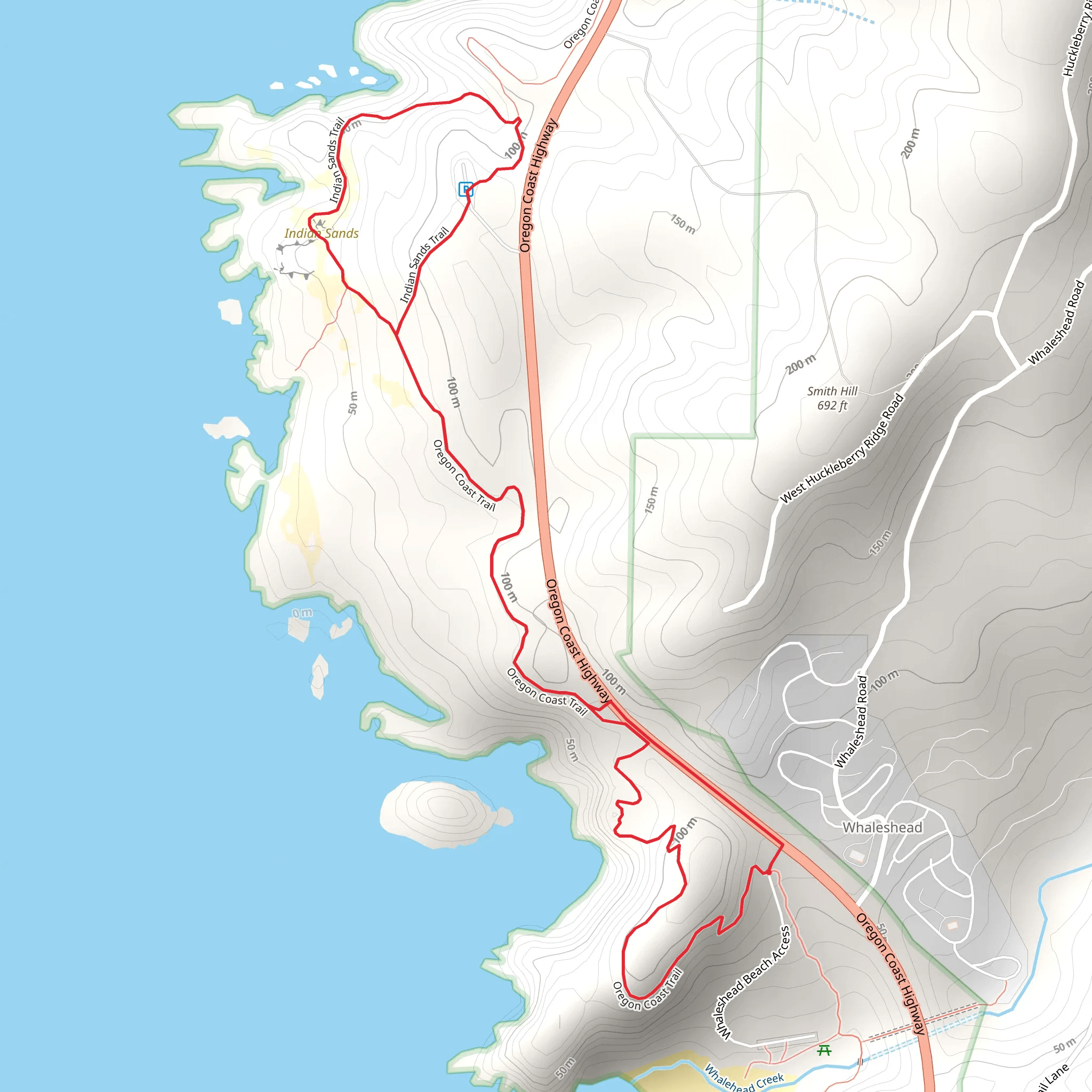 Oregon Coast Trail and Indian Sands Trail Loop mobile static map