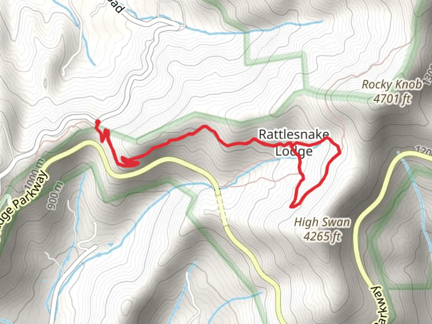 An image depicting the trail Rattlesnake Lodge Loop Trail and its surrounding area.