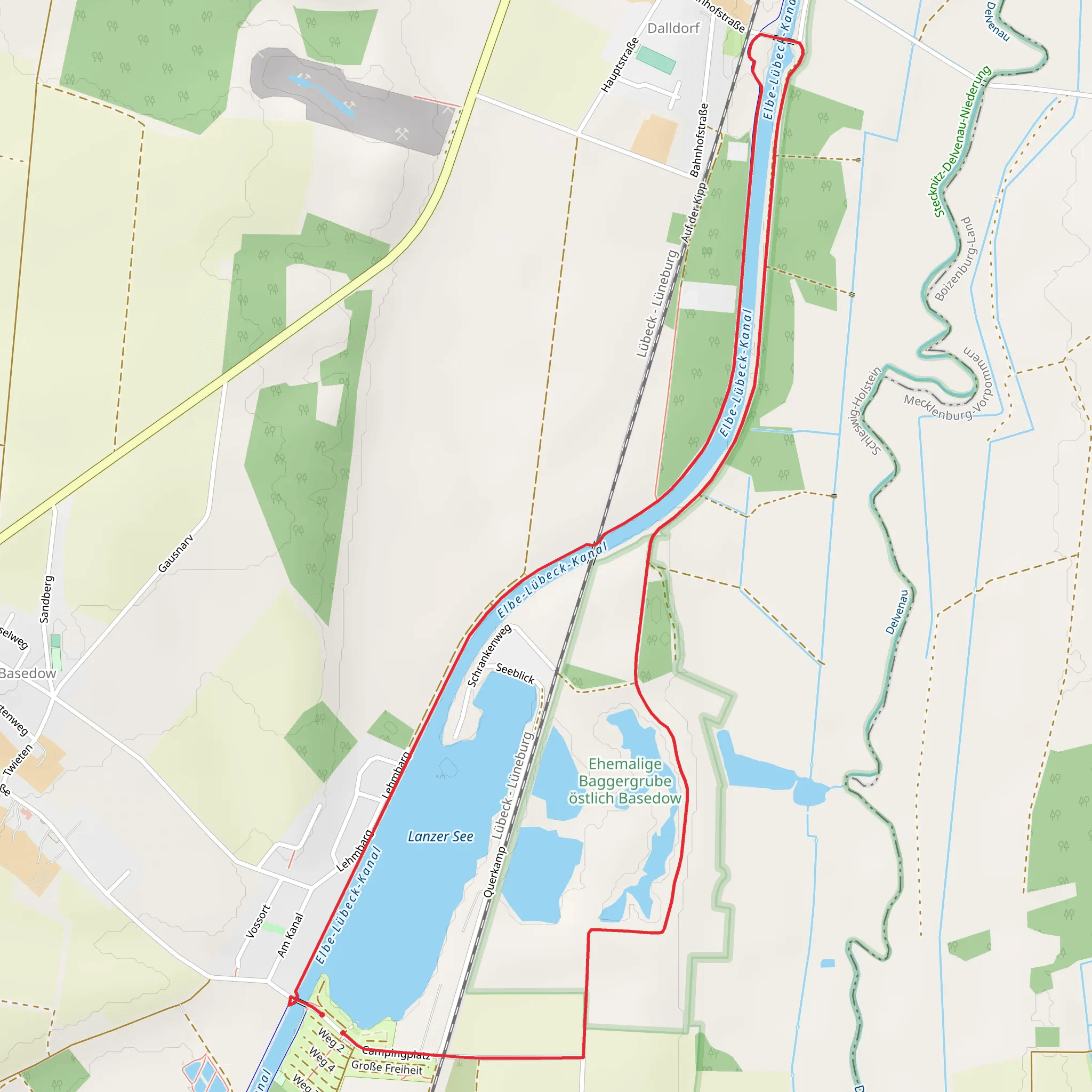 Lanzer See and Elbe Lubeck Kanal Loop mobile static map