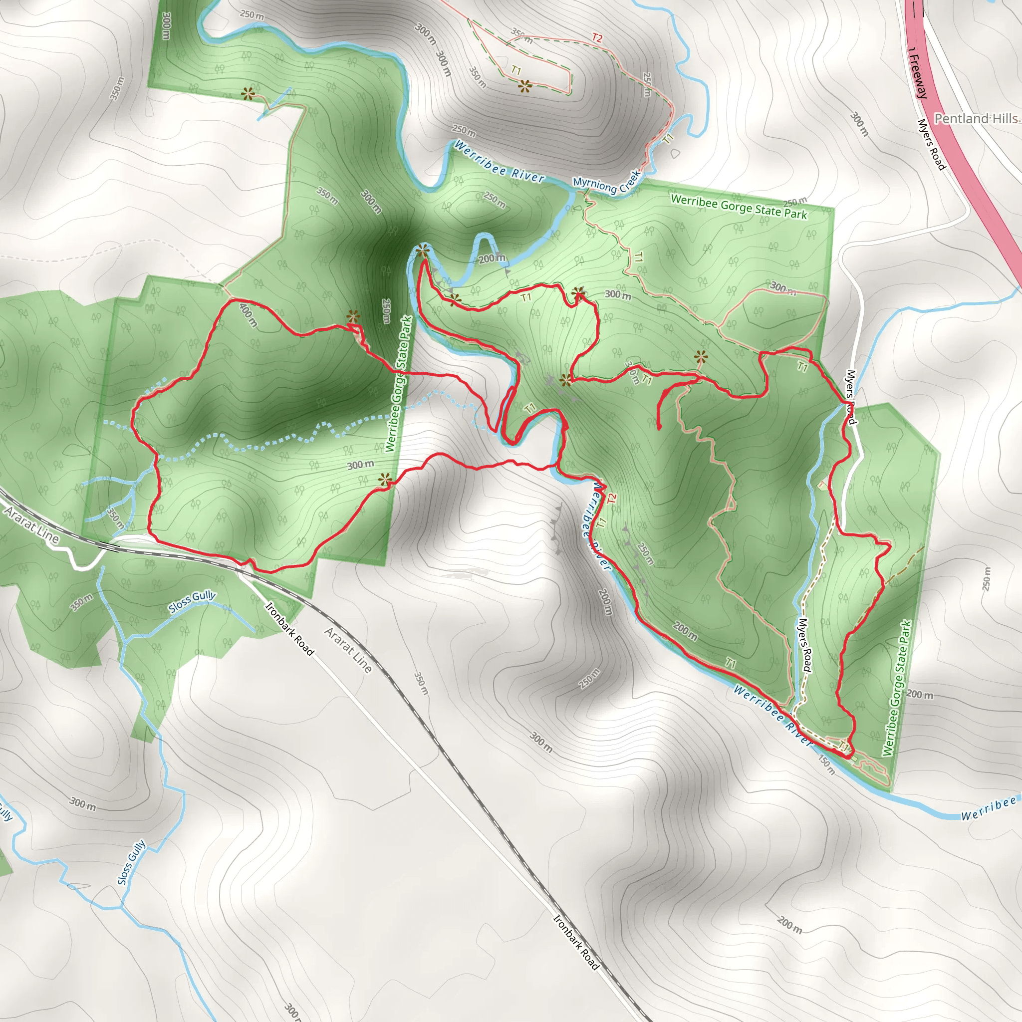 Werribee Gorge and Falcons Rim Trail mobile static map