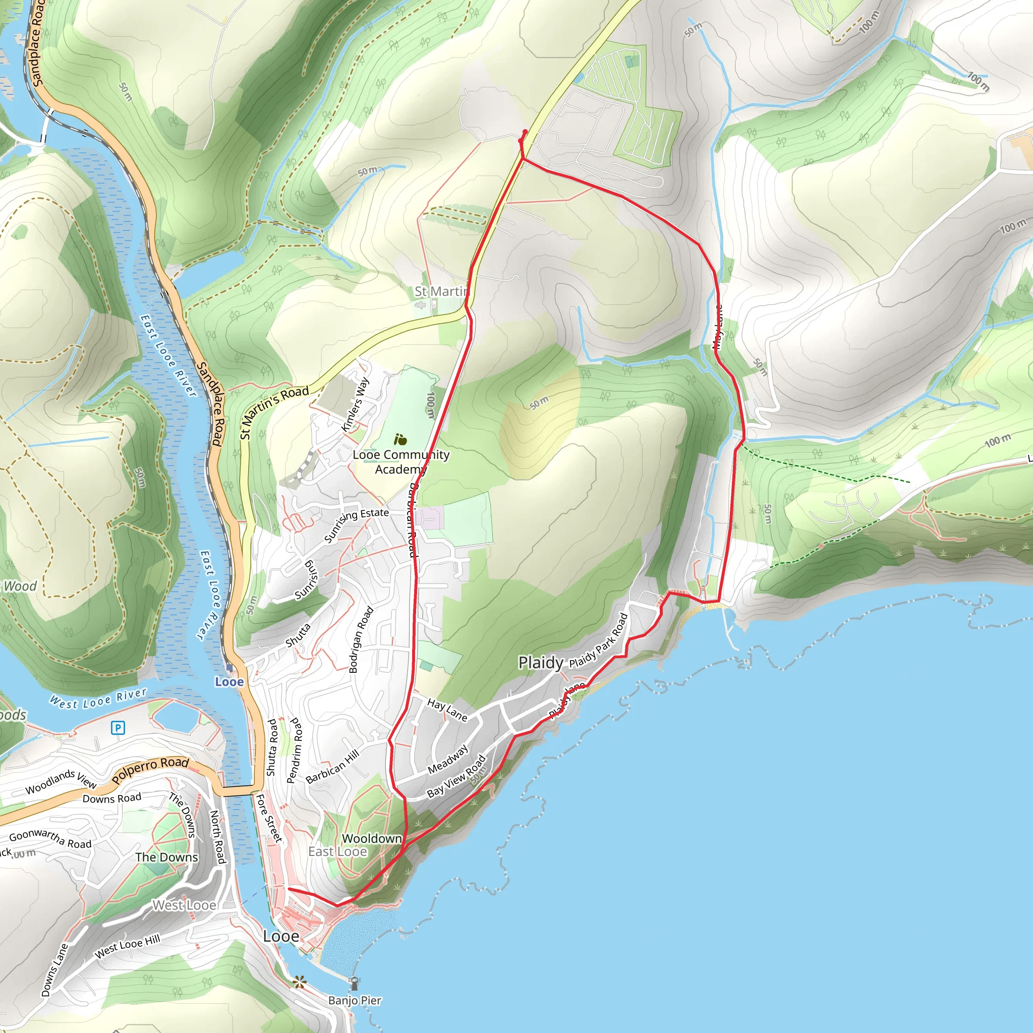 Looe Bay Holiday Park to Looe Walk mobile static map
