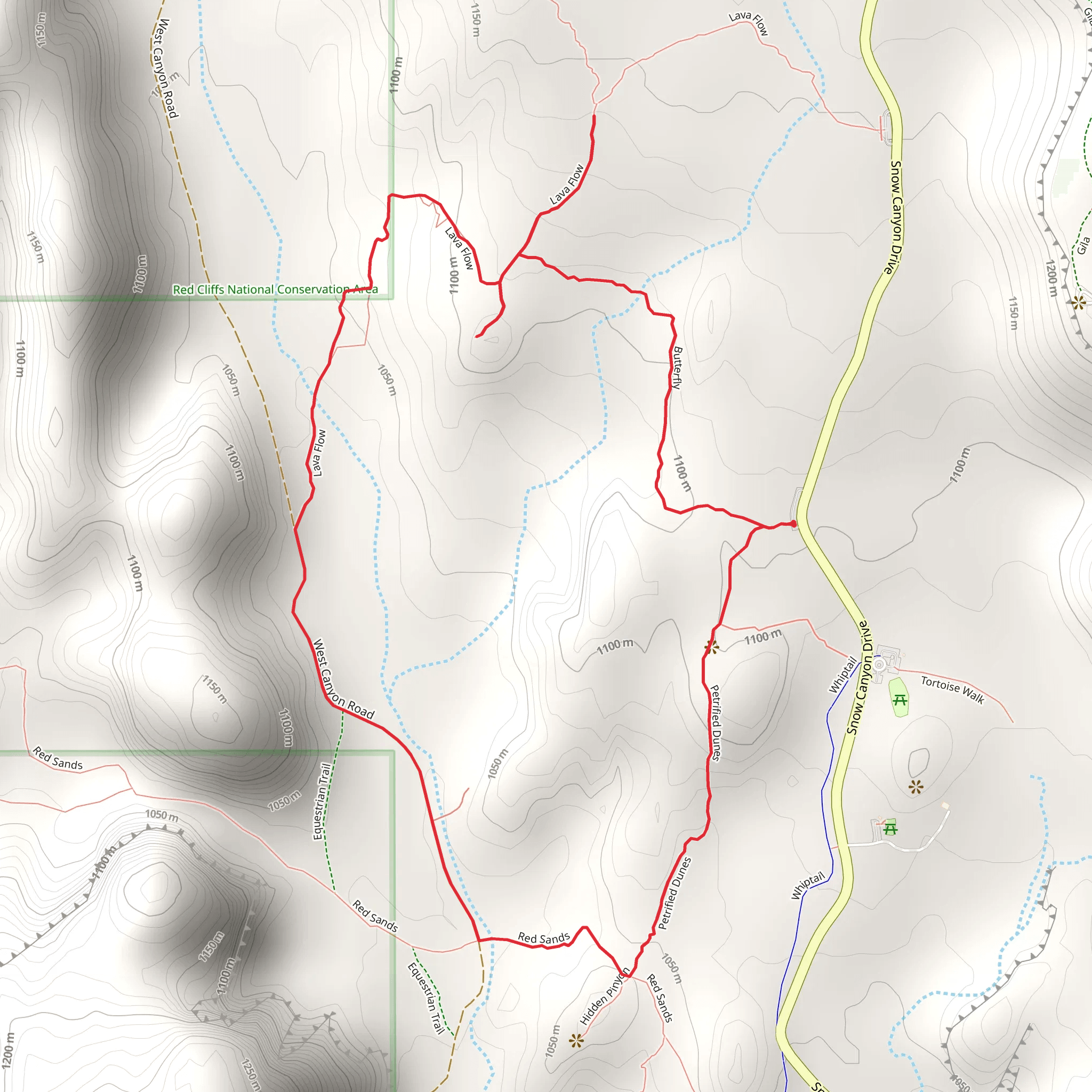 Lava Flow Trail and Petrified Dunes Trail mobile static map