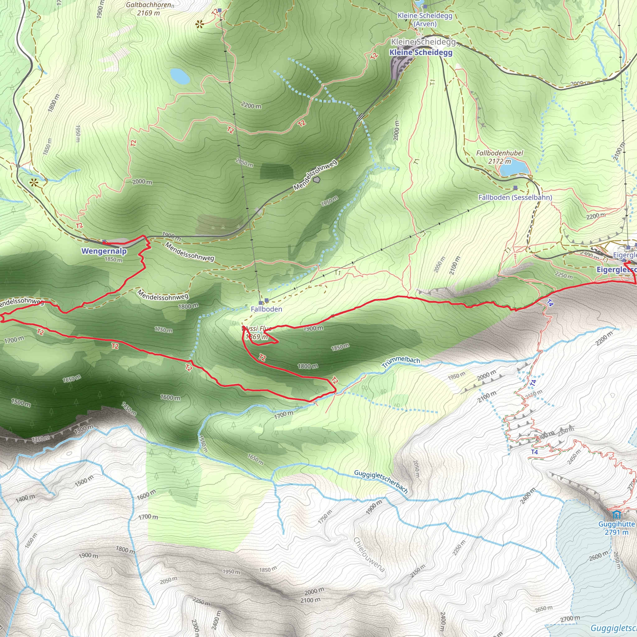 Wengernalp - Biglenalp - Eiger Glacier Station No 38 mobile static map