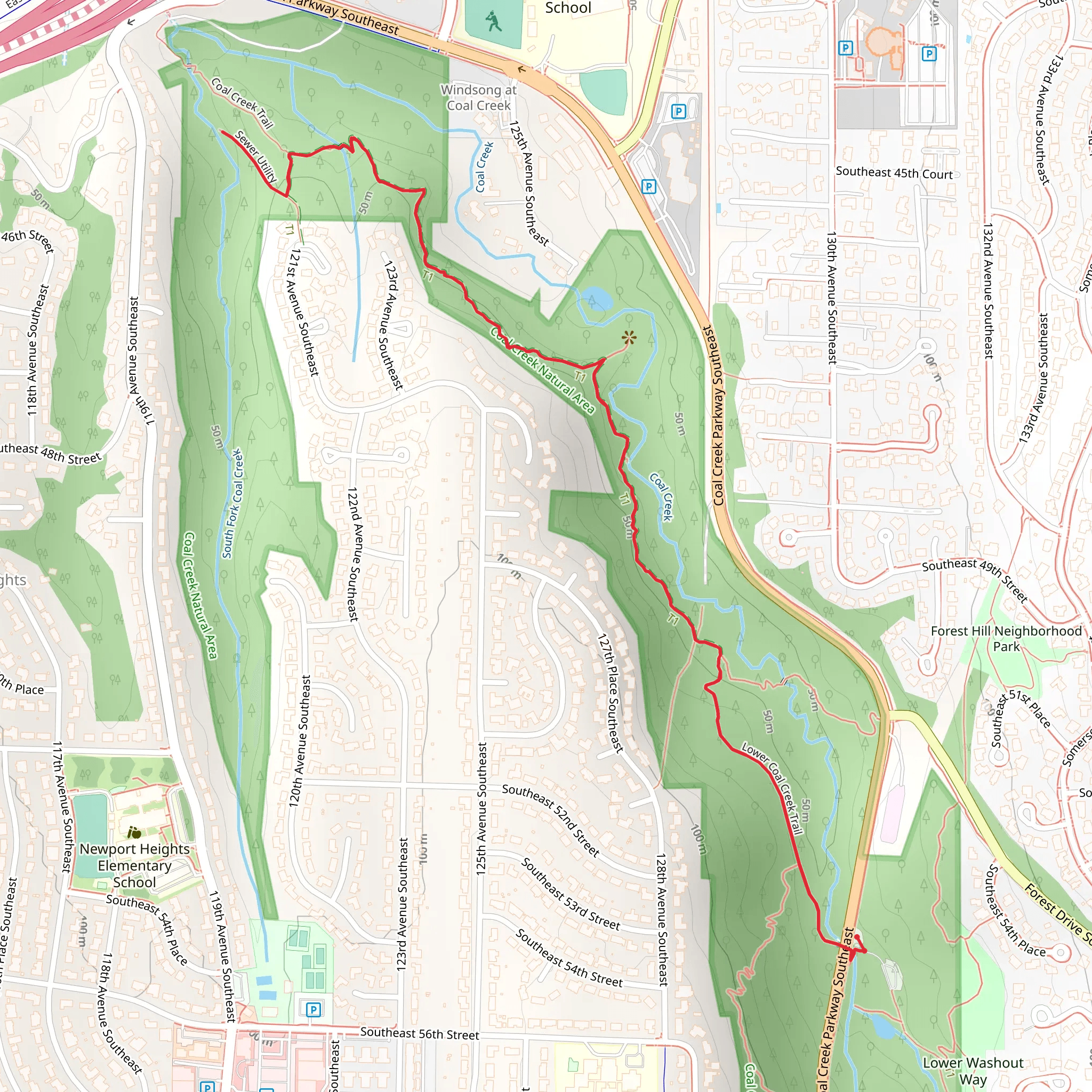 Coal Creek Trail and Sewer Utility mobile static map