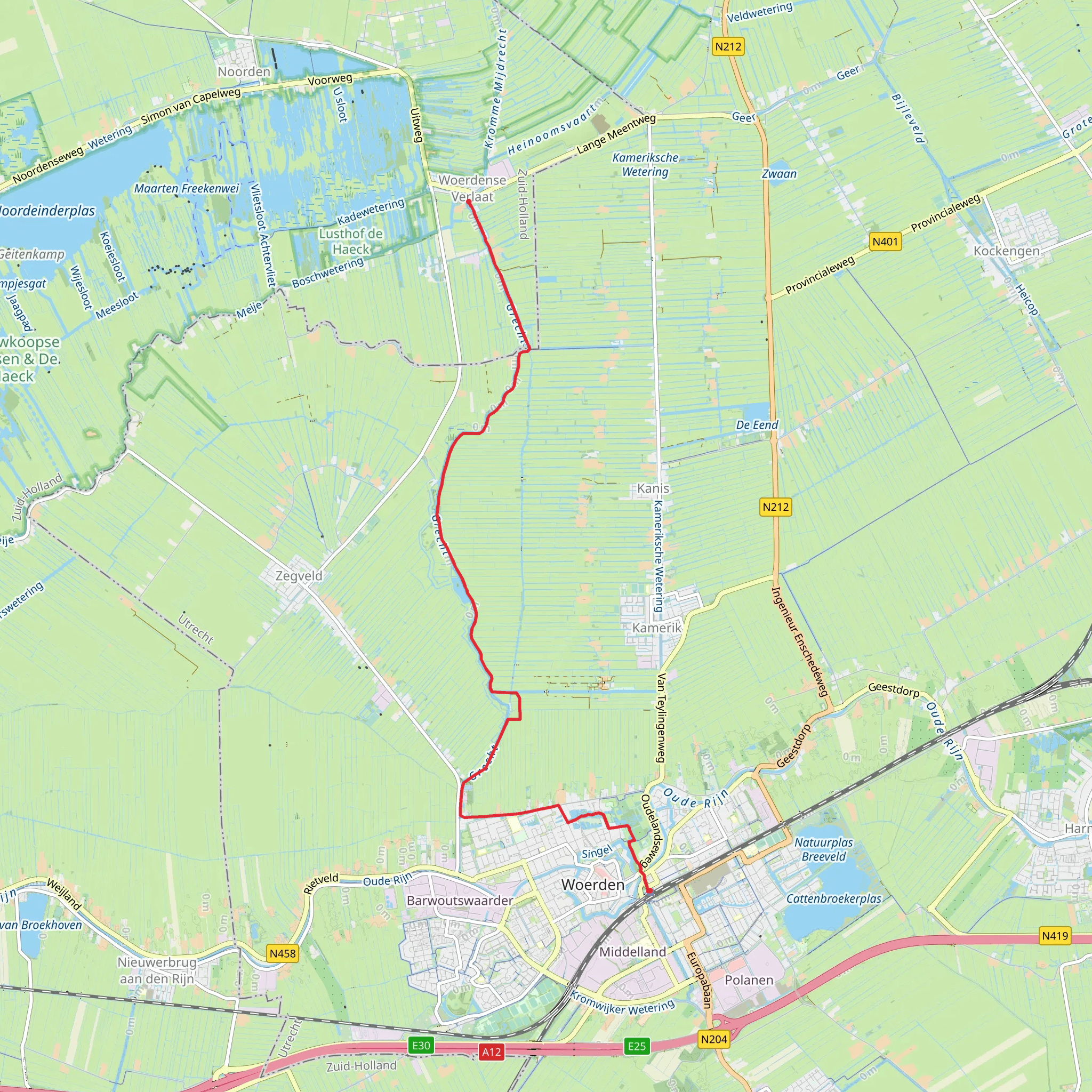 Woerdense Verlaat to Woerden via Grechtkade mobile static map