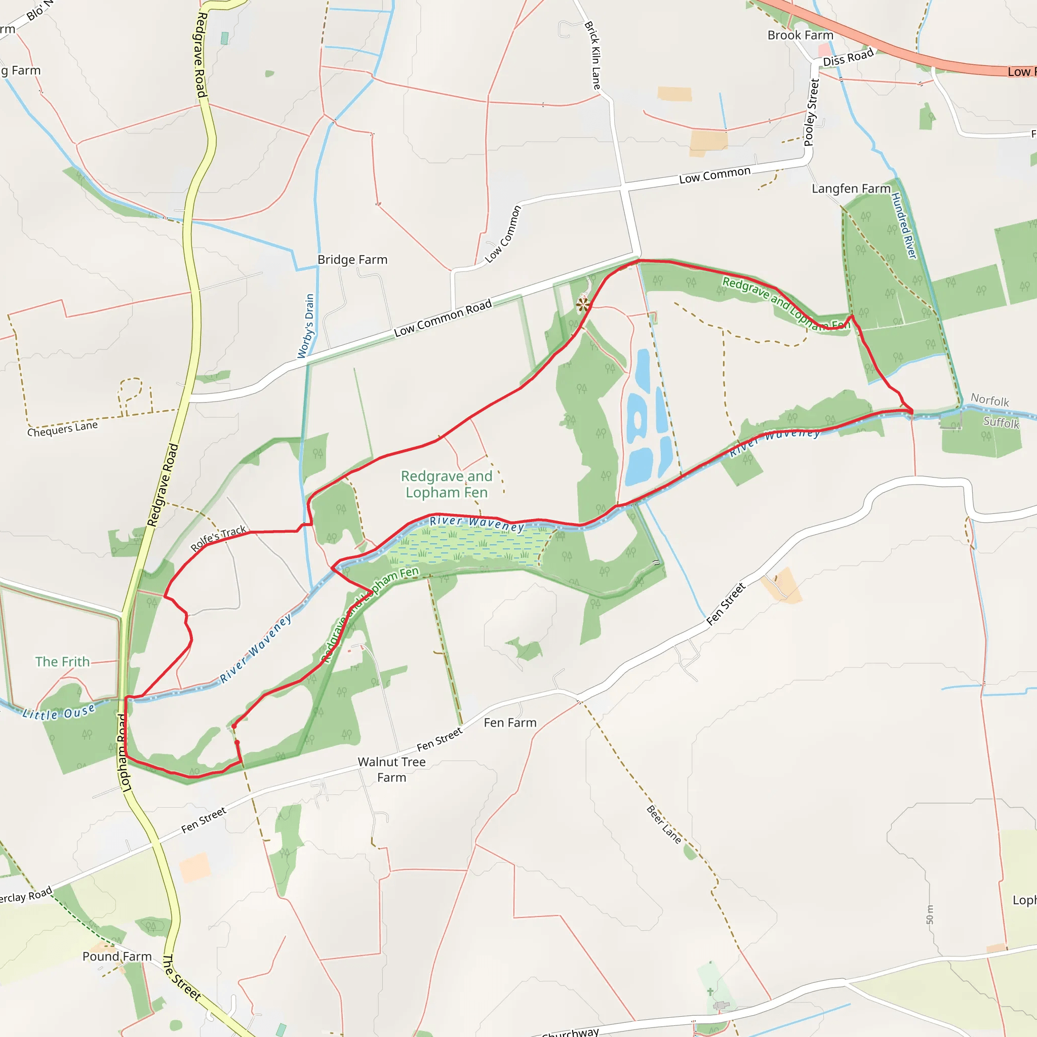 Redgrave and Lopham Fen Loop mobile static map