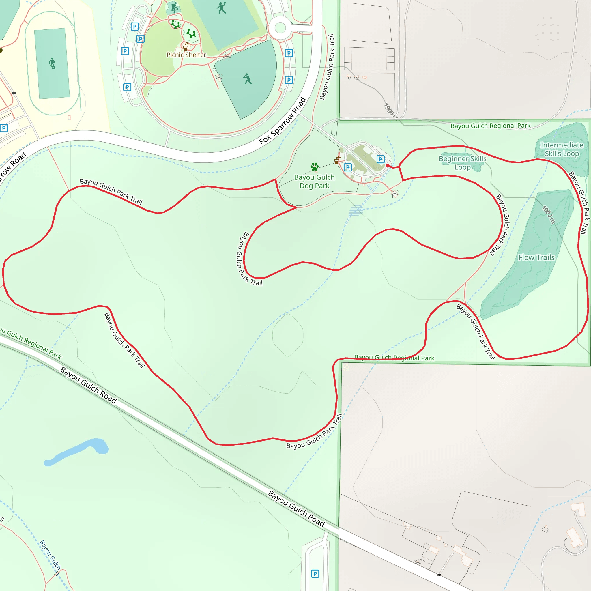 Bayou Gulch Park Loop Trail mobile static map
