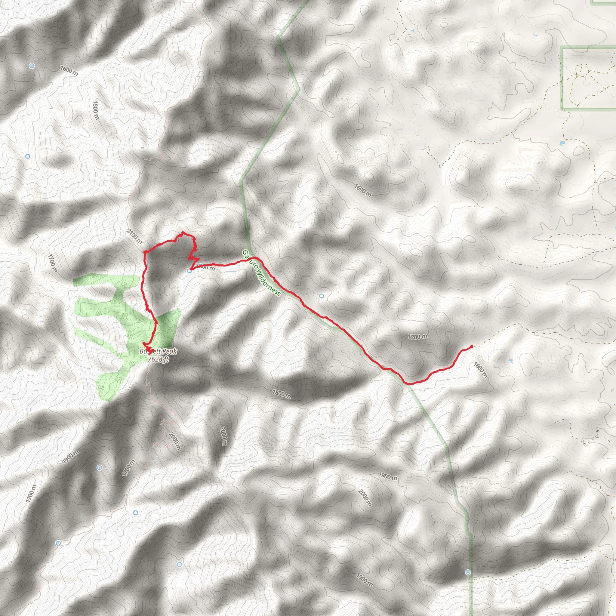 Bassett Peak via East Divide Trail mobile static map