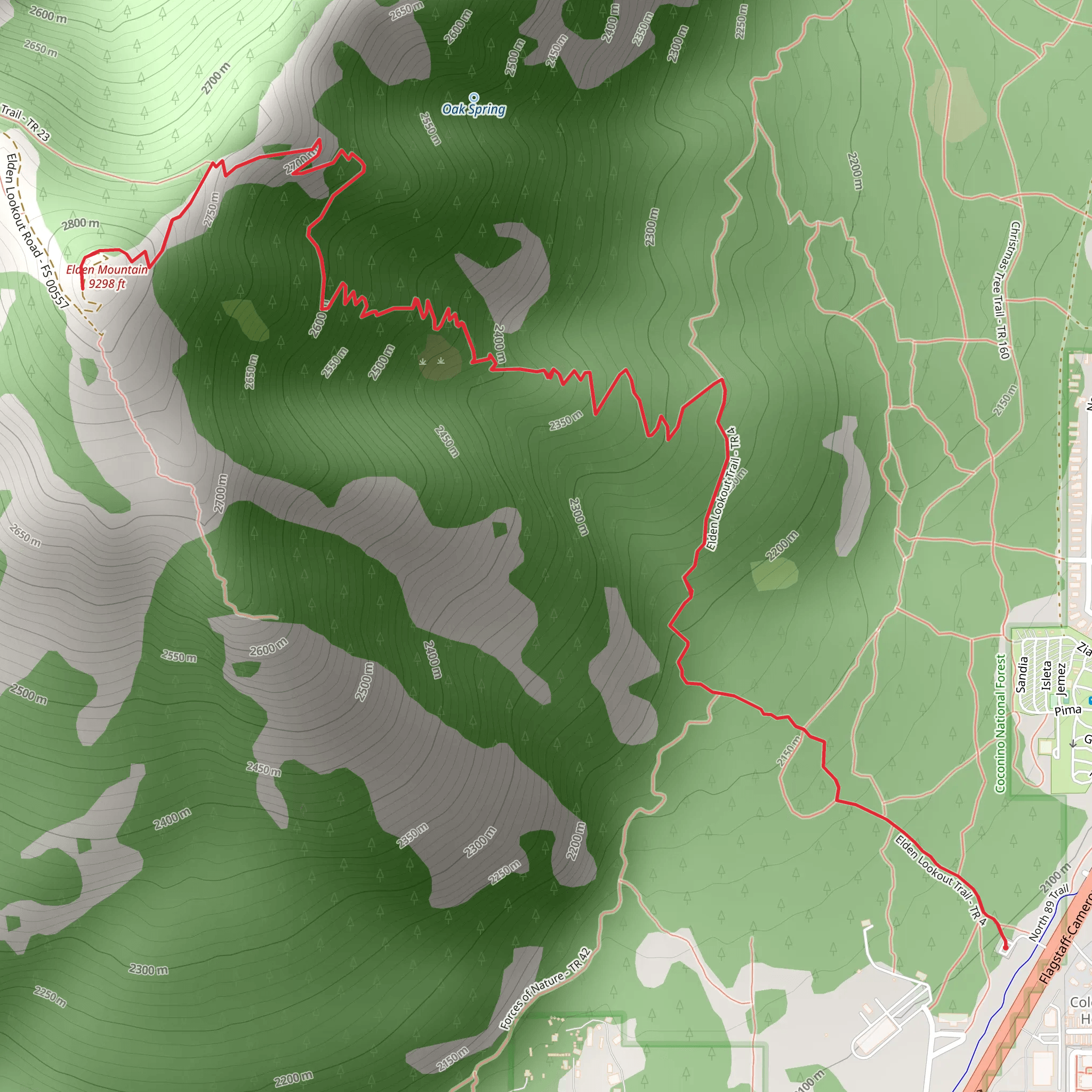 Elden Mountain via Lookout Trail mobile static map