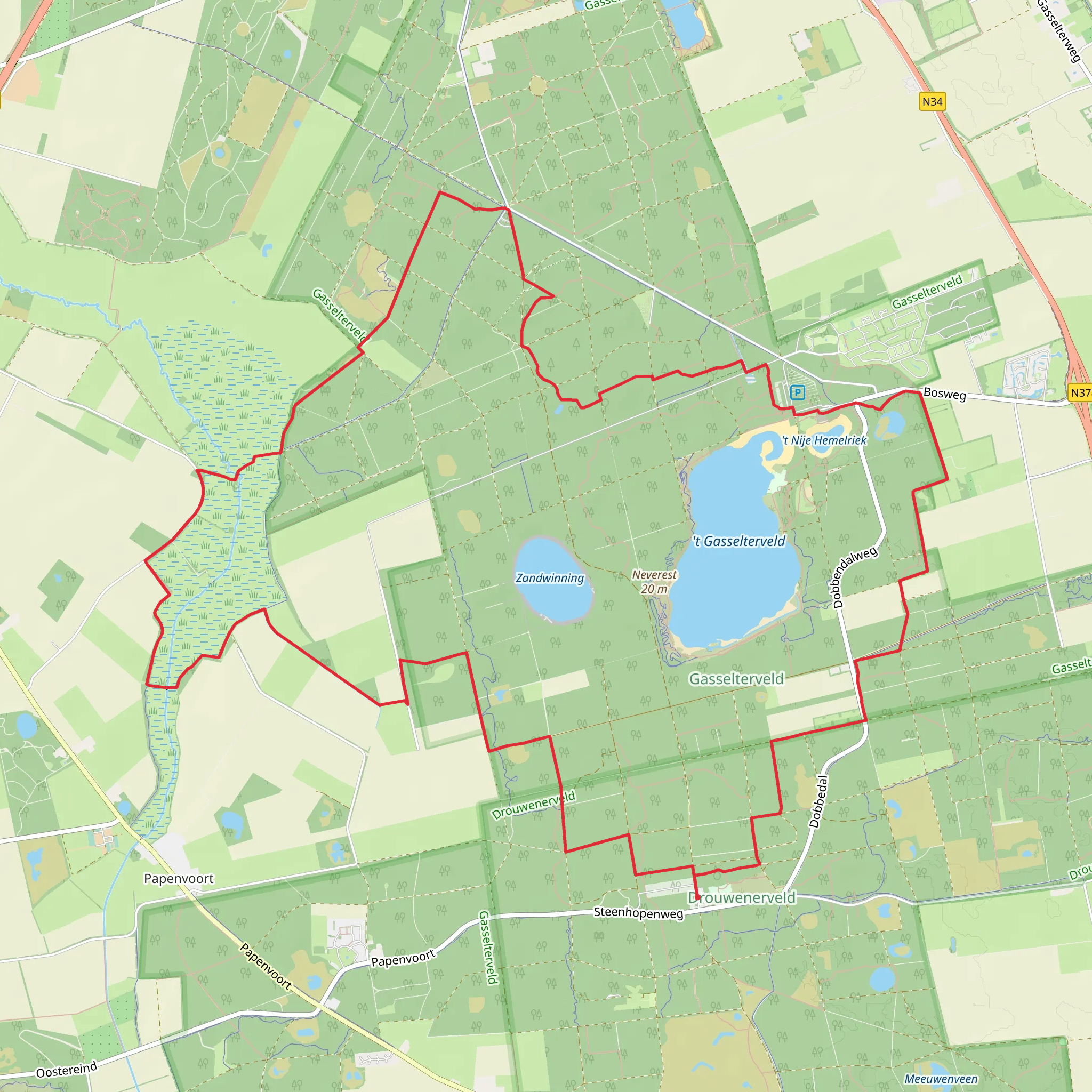 Boswachterij Gieten - Borger and Hemelrijk Loop mobile static map