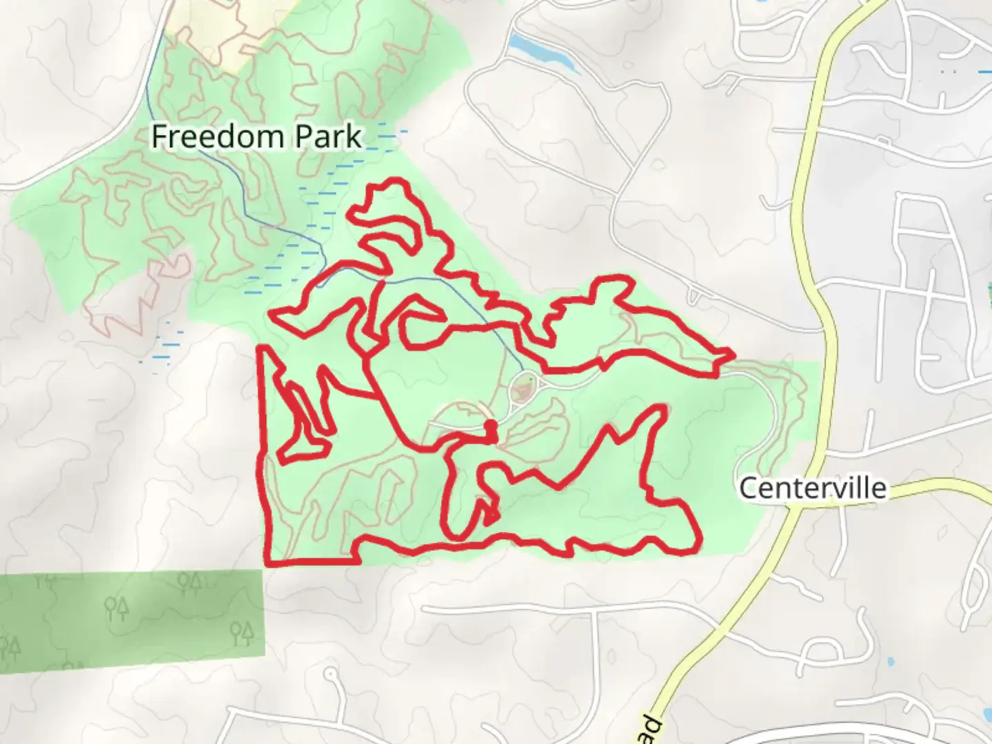 An image depicting the trail Williamsburg Botanical Garden Loop and its surrounding area.