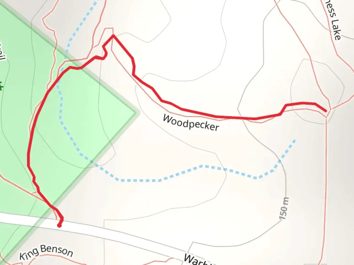 An image depicting the trail Pawpaw Valley Trail and Woodpecker and its surrounding area.