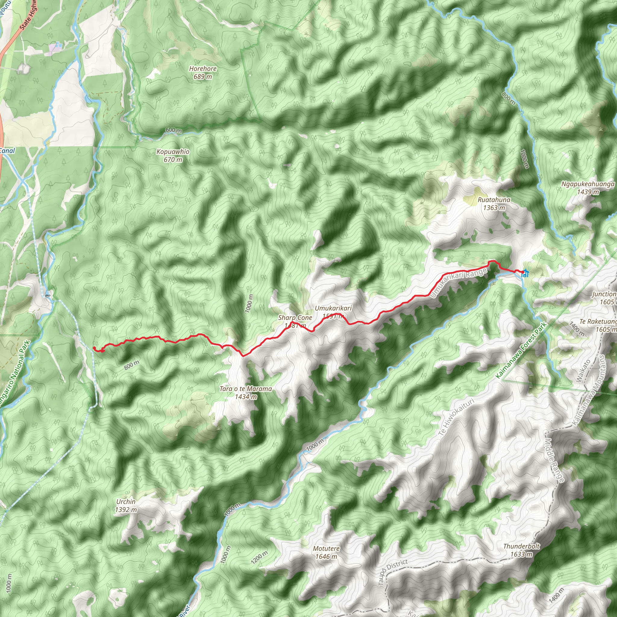 Umukarikari Track to Waipakihi Hut mobile static map