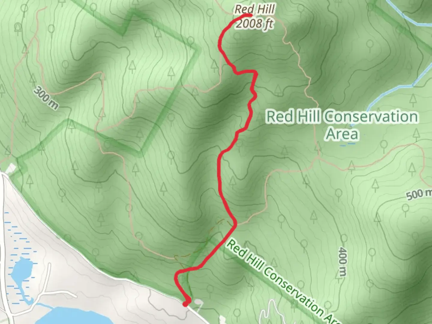 An image depicting the trail Red Hill Trail and its surrounding area.