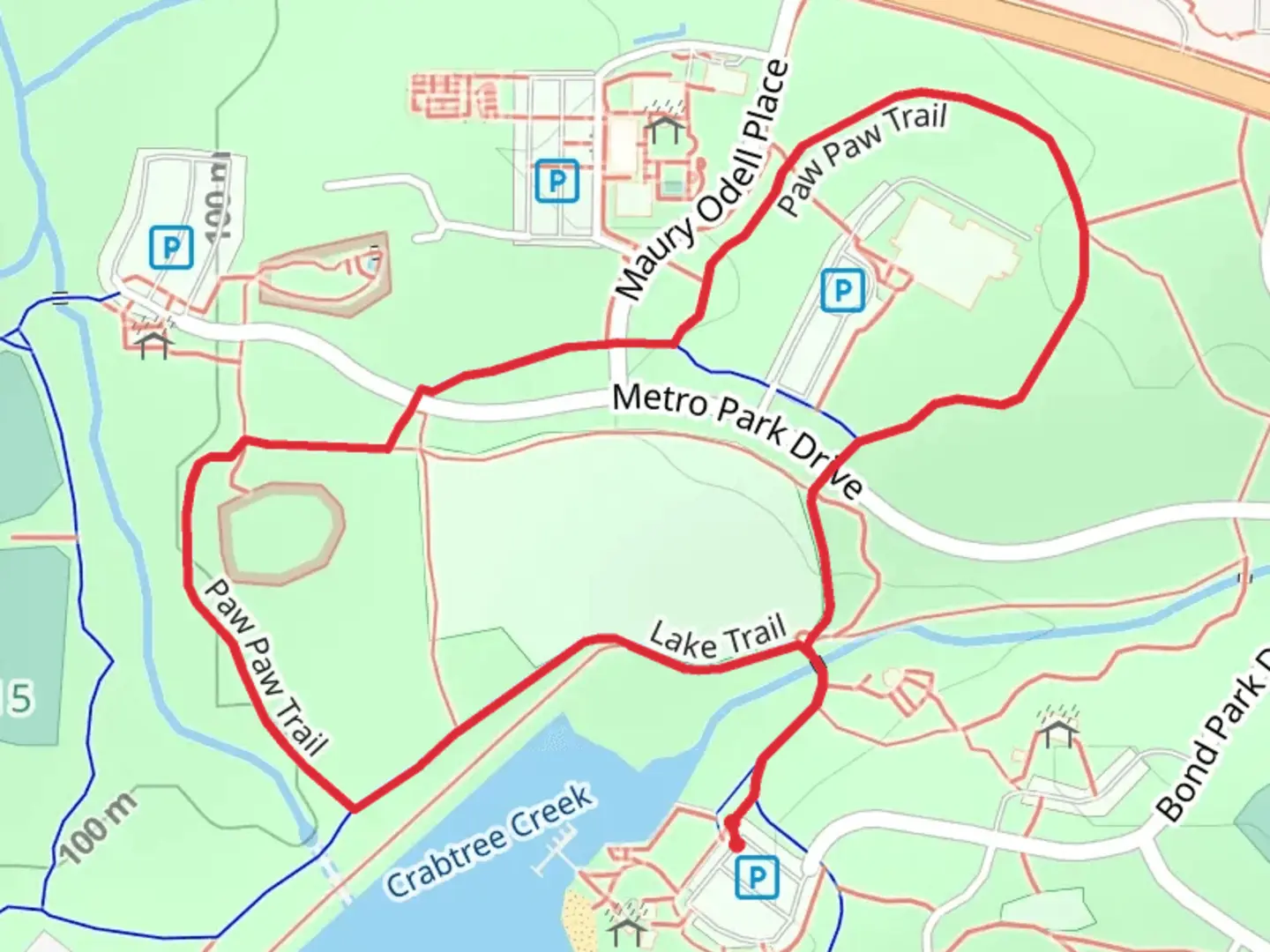 An image depicting the trail Paw-Paw Loop Trail and its surrounding area.