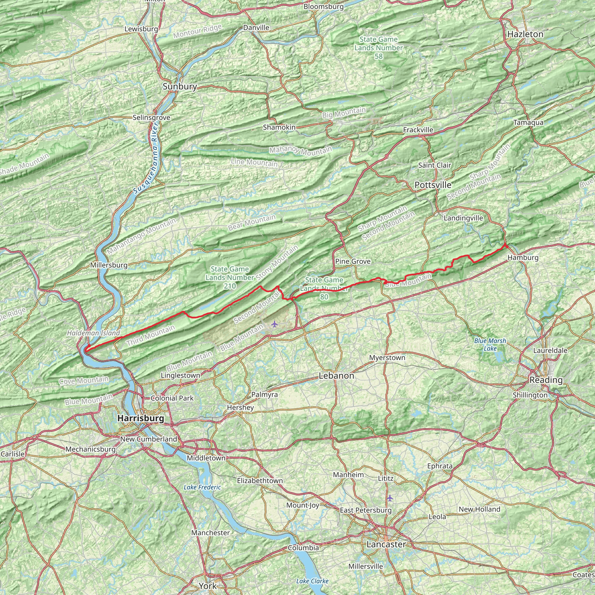 Appalachian Trail Section Hike - Port Clinton To Duncannon mobile static map
